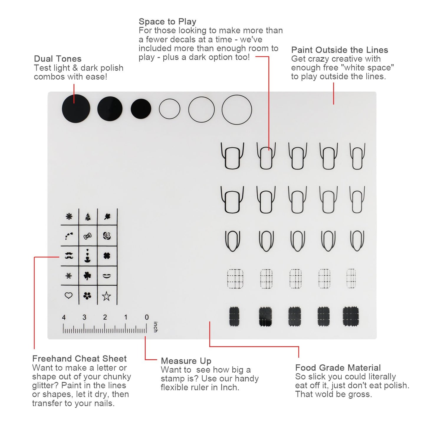 Segbeauty 2Pcs Acrylic Nail Mats, 16" Silicone DIY Nail Art Stamping Mats, Workspace Stamping Plate Manicure Mat, Nail Polish Coloring Practice Pad, Nail Sticker Trainer Guide Table Cover Palette Tool Health & Beauty > Personal Care > Cosmetics > Cosmetic Tools > Nail Tools Segbeauty