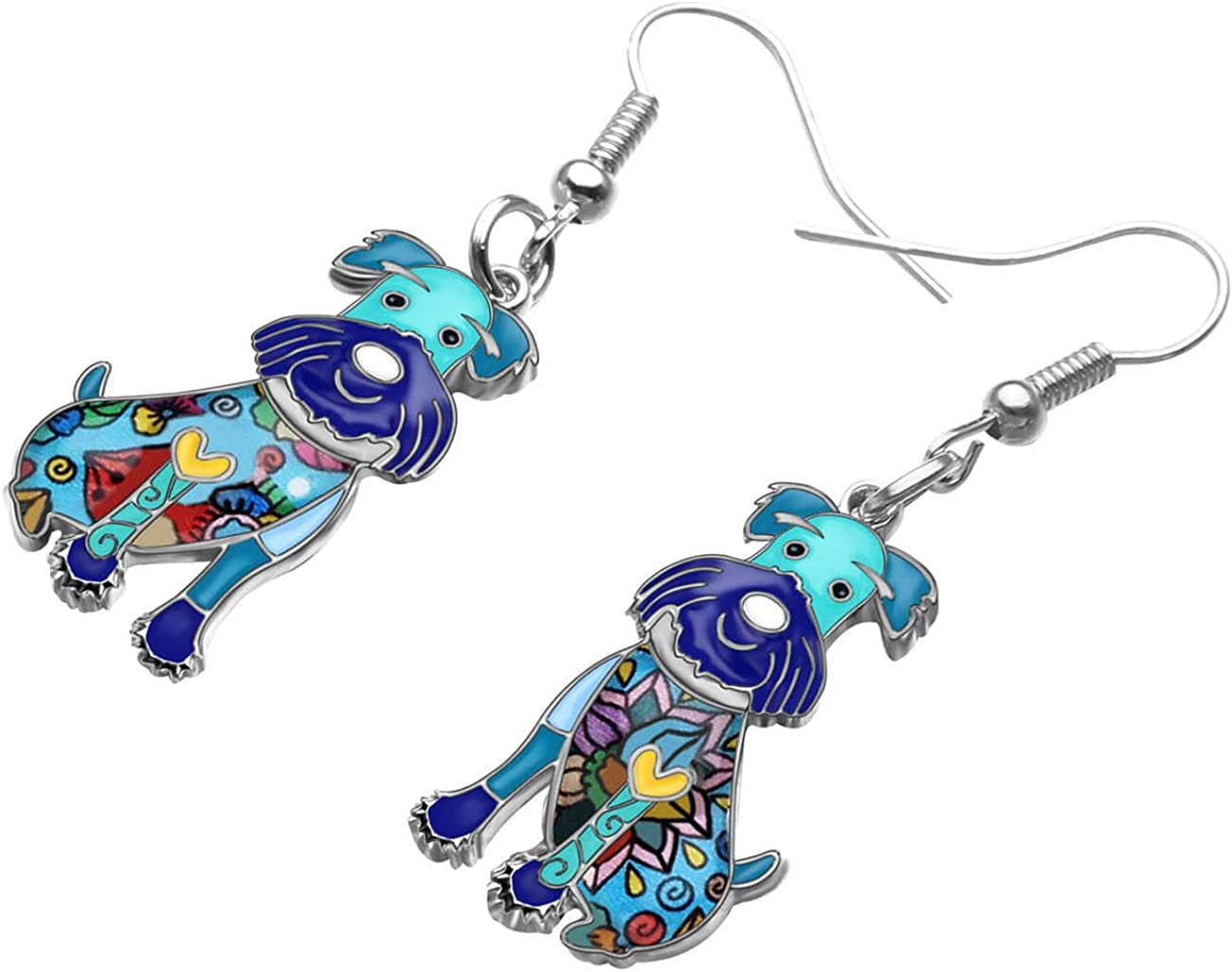 NEWEI Enamel Alloy Cut Sitting Schnauzer Dog Earrings Drop Dangle Unique Fashion Animal Jewelry for Women Girls Gift Apparel & Accessories > Jewelry > Earrings NEWEI