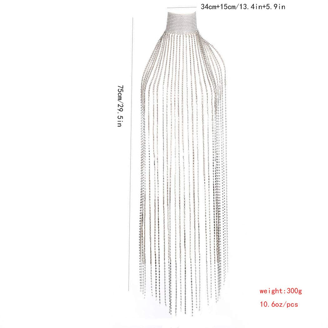 Jeweky Halloween Tassel Crystal Body Chain Silver Choker Necklace Chians Clothing Summer Beach Nightclub Rave Body Accessories Jewelry for Women and Girls Apparel & Accessories > Jewelry > Body Jewelry Artist Unknown
