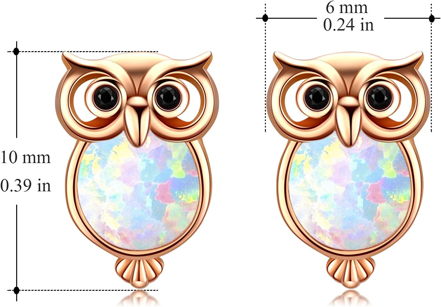 Cuoka Owl Stud Earrings,Owl Necklace 925 Sterling Silver Opal Owl Earrings Hypoallergenic Heart Animal Owl Jewelry Gifts for Women Girls Owl Lovers Apparel & Accessories > Jewelry > Earrings Cuoka