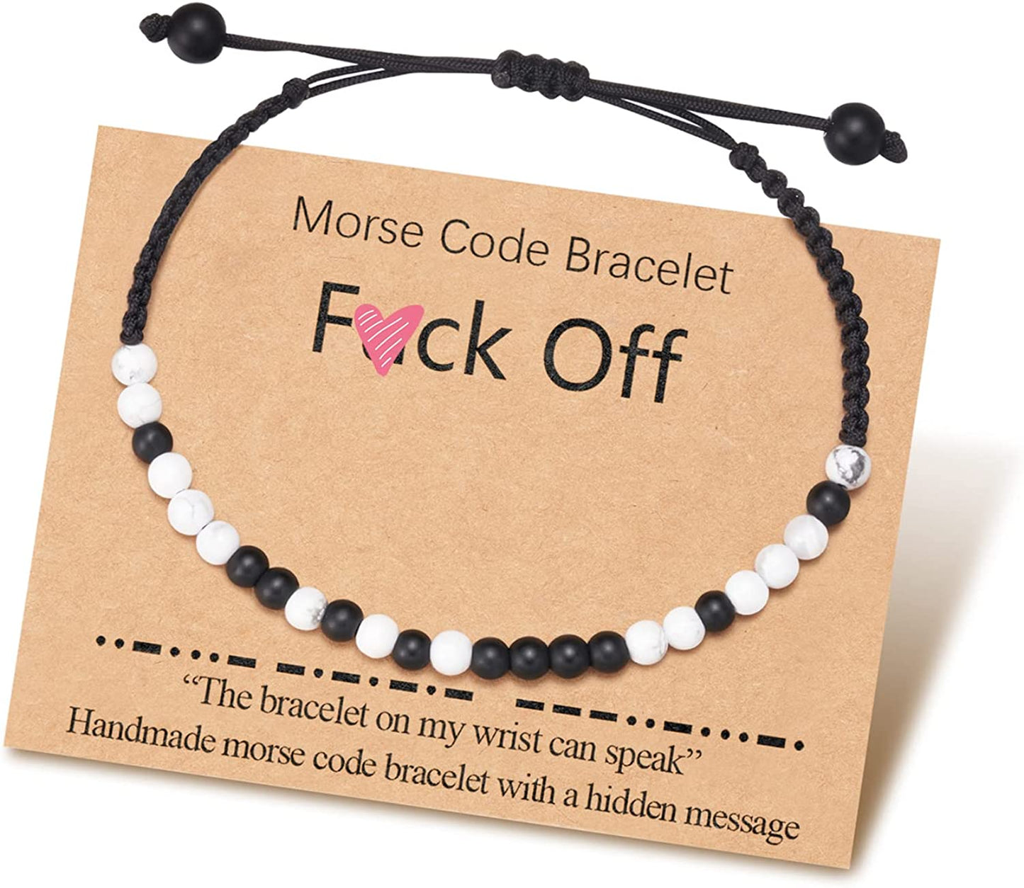 Tarsus Fuck off Morse Code Bracelets Dainty Jewelry Gifts for Women Men Best Friend Apparel & Accessories > Jewelry > Bracelets R&H Jewelry Fxxkoff-Braided Beaded