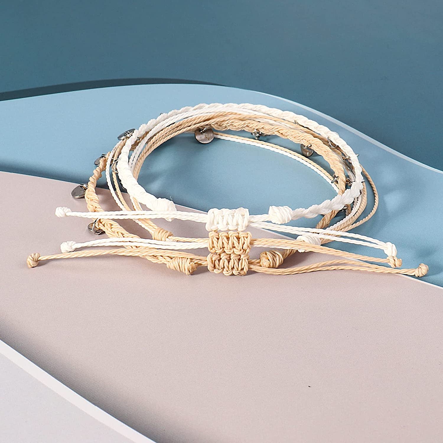 FANCY SHINY String Ankle Bracelets Waterproof Rope Anklets Braided Beach Boho Coin Anklets Cute Friendship Foot Jewelry for Women Teen Girls Apparel & Accessories > Jewelry > Anklets FANCY SHINY