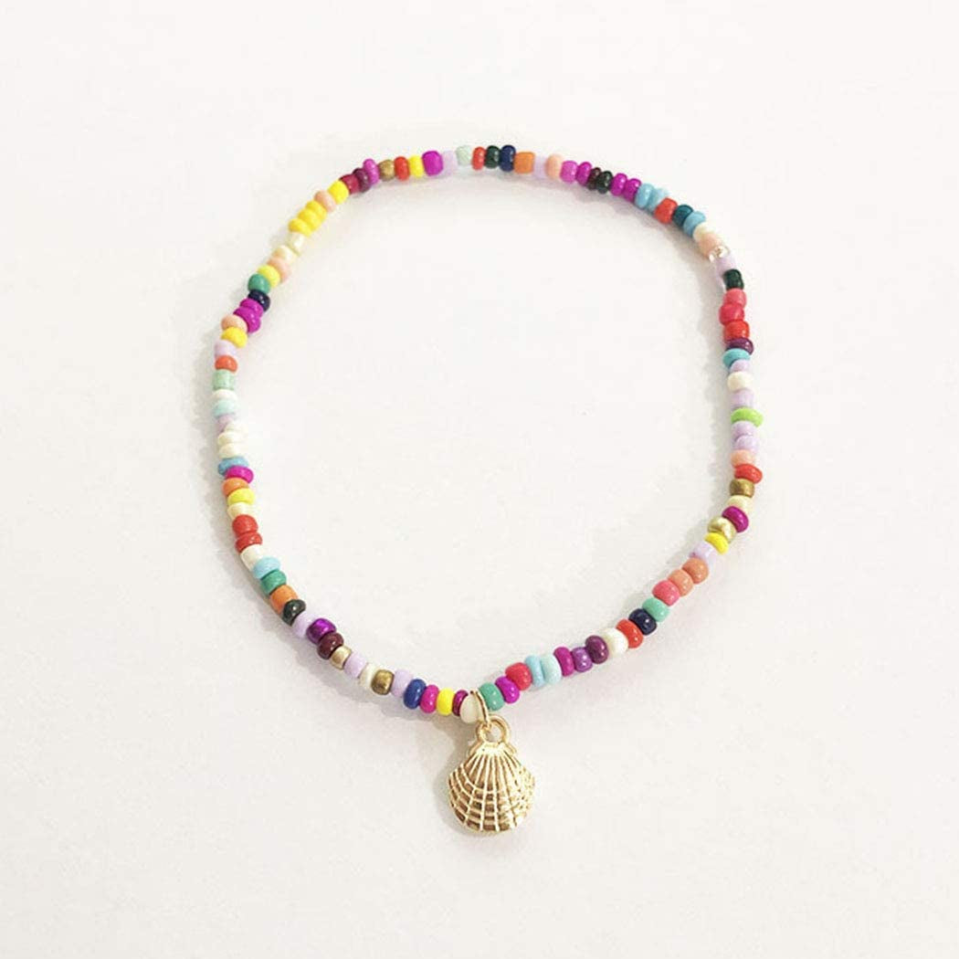 Shegirl Boho Beaded Anklet Bracelet Gold Shell Anklet Chain Colorful Beaded Foot Jewelry for Women and Girls Apparel & Accessories > Jewelry > Anklets Shegirl