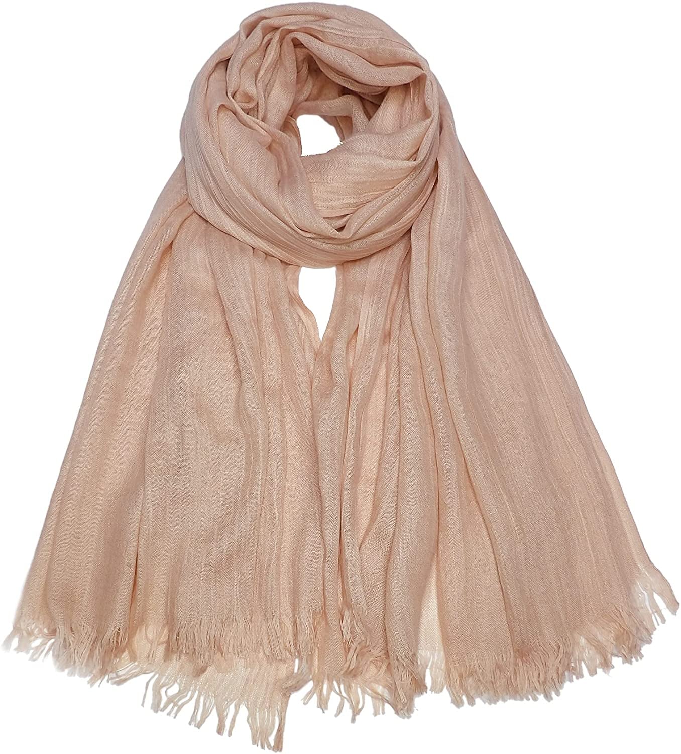 Women Summer Scarfs Lightweight Large Long Gauze Shawl Linen Beach Wrap Plain 75”×43” Apparel & Accessories > Clothing Accessories > Scarves & Shawls Gragengs Power Pink