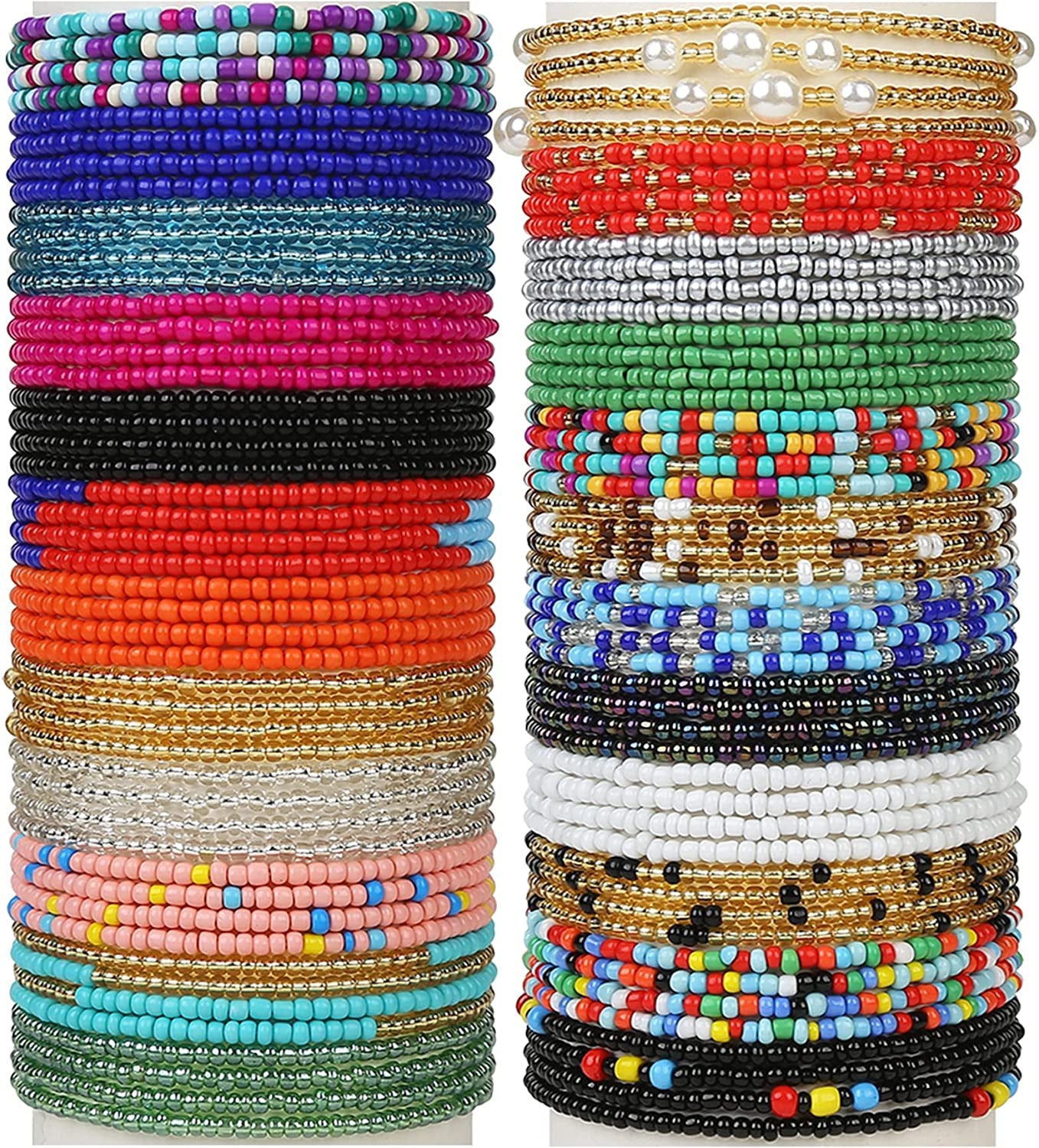 Taouzi Waist Beads for Women Colorful Beaded Body Chain Elastic String Waist Chain Beach Bikini Belly Chains Summer Jewelry for Women Girls Apparel & Accessories > Jewelry > Body Jewelry Taouzi Style 24-2