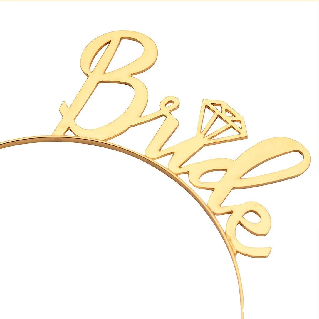Bride to Be Set, 3Pack Bride to Be Sash & Headband Tiara & Shoulder Length Veil Bachelorette Party Supplies Bridal Shower Decoration Accessories(Gold) Apparel & Accessories > Clothing Accessories > Sashes Delphinus