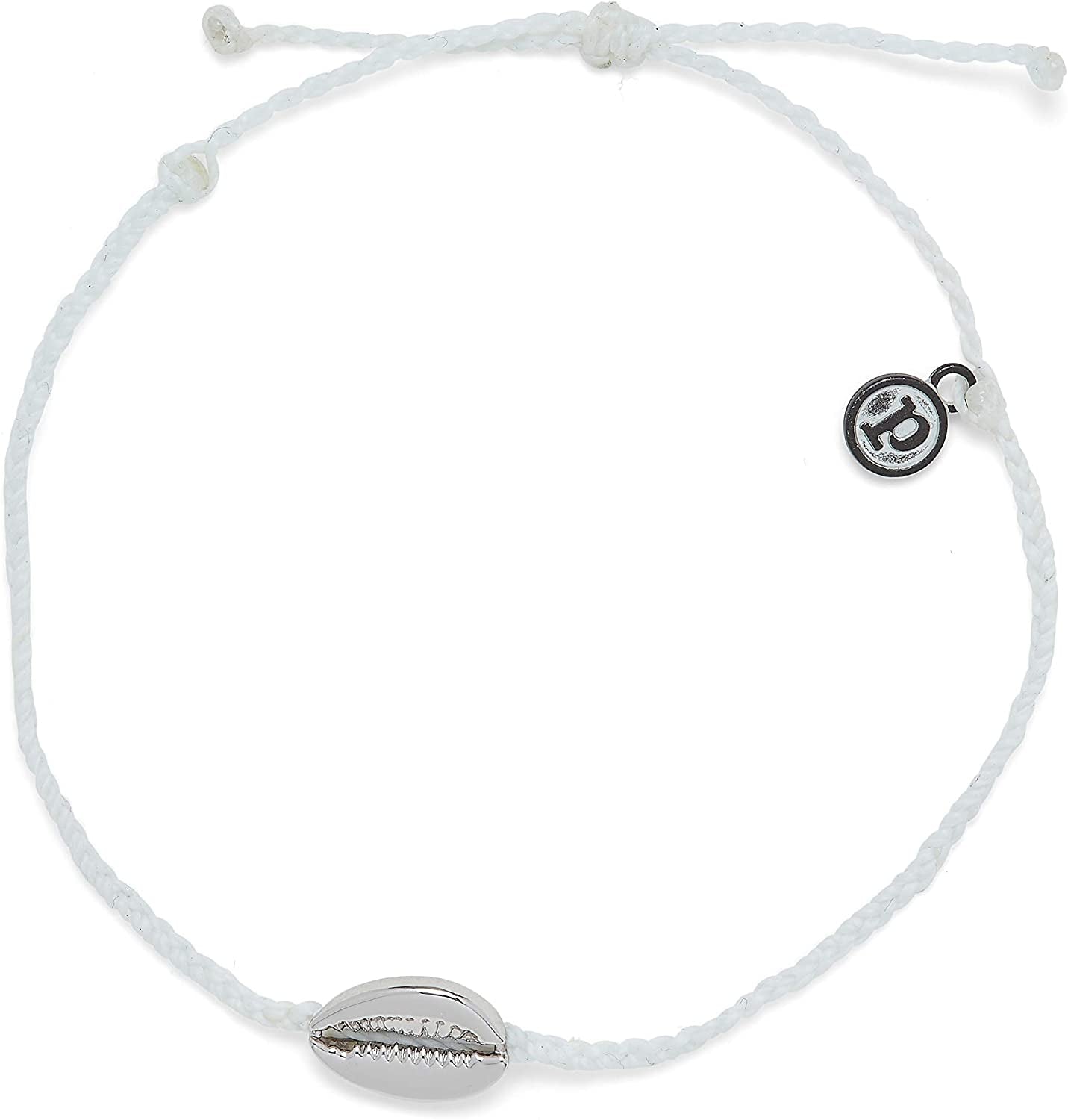 Pura Vida Gold or Silver Cowrie Cord Adjustable Anklet W/Charm, Waterproof Apparel & Accessories > Jewelry > Anklets Pura Vida Silver / White