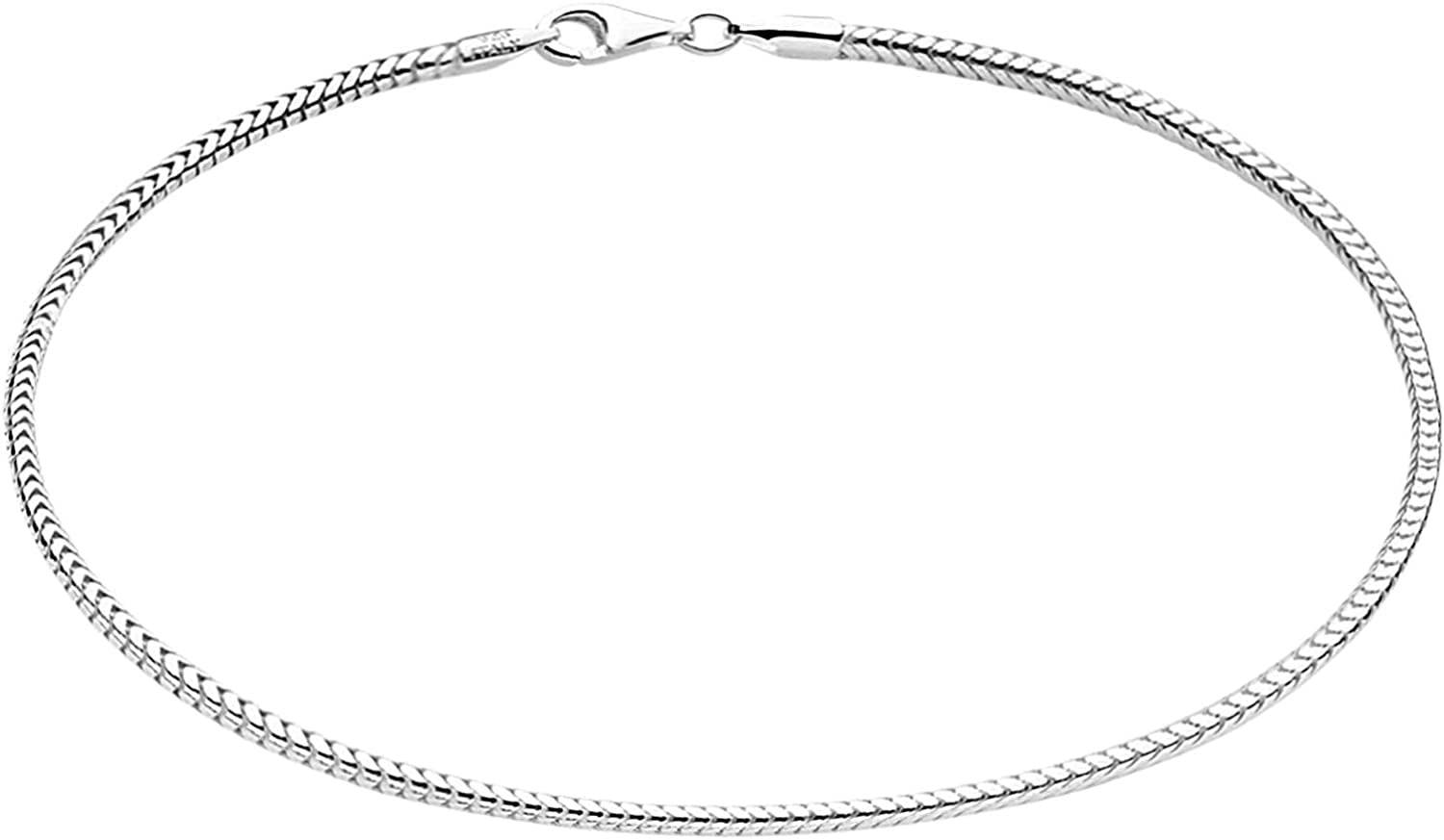 Savlano 925 Sterling Silver Solid Italian Figaro, Rope,Herringbone, Curb, Ball Bead, Snake, Mariner Chain Anklet for Women & Girls, Comes in 0.8Mm - 5Mm Gift Box Apparel & Accessories > Jewelry > Anklets Savlano Snake 1mm 10.0 Inches