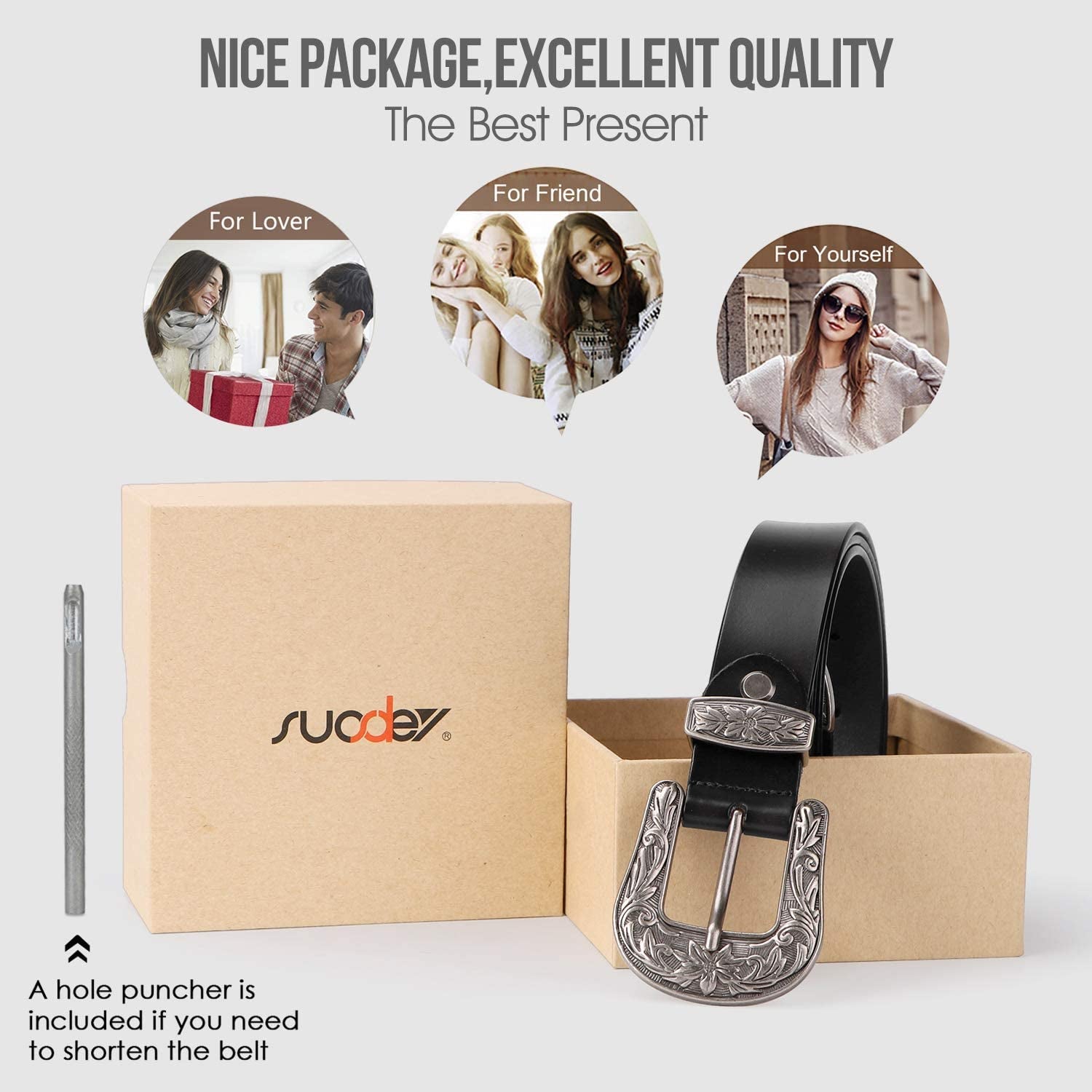 SUOSDEY Fashion Leather Belts for Women with Vintage Metal Buckle Belt Apparel & Accessories > Clothing Accessories > Belts SUOSDEY