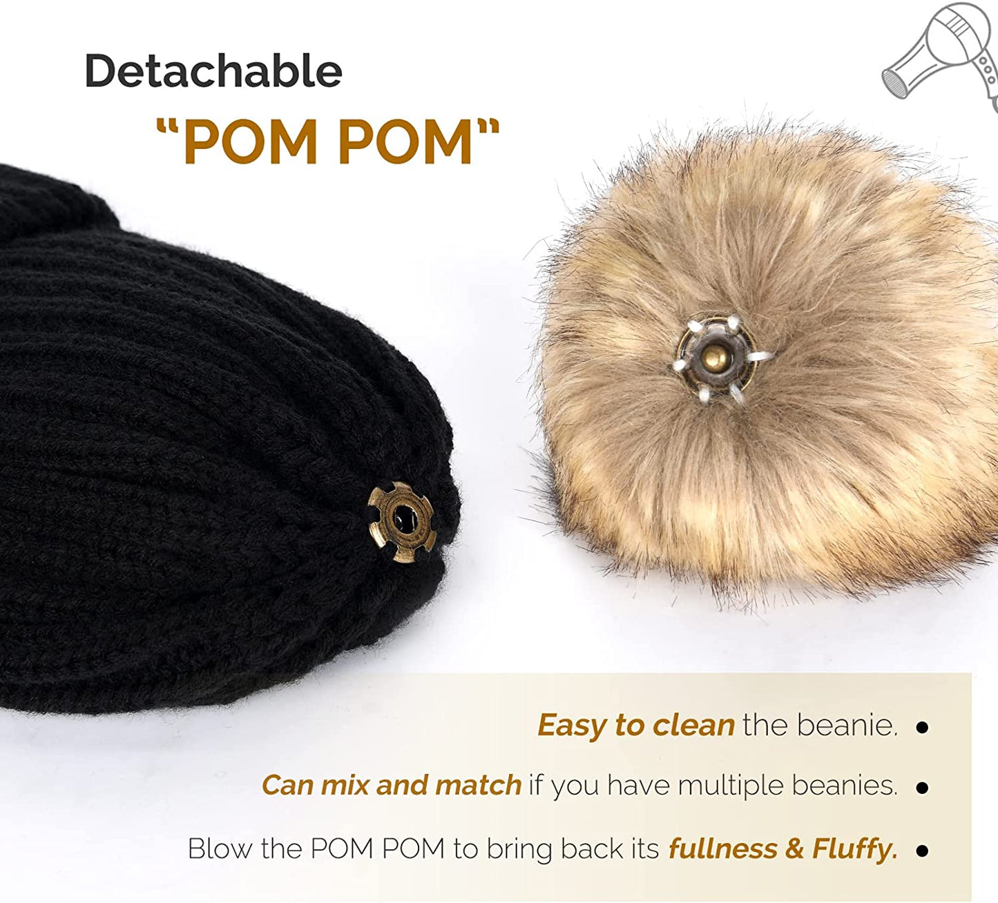 FURTALK Womens Winter Knitted Beanie Hat with Faux Fur Pom Warm Knit Skull Cap Beanie for Women… Apparel & Accessories > Clothing Accessories > Hats KYLIE MAX