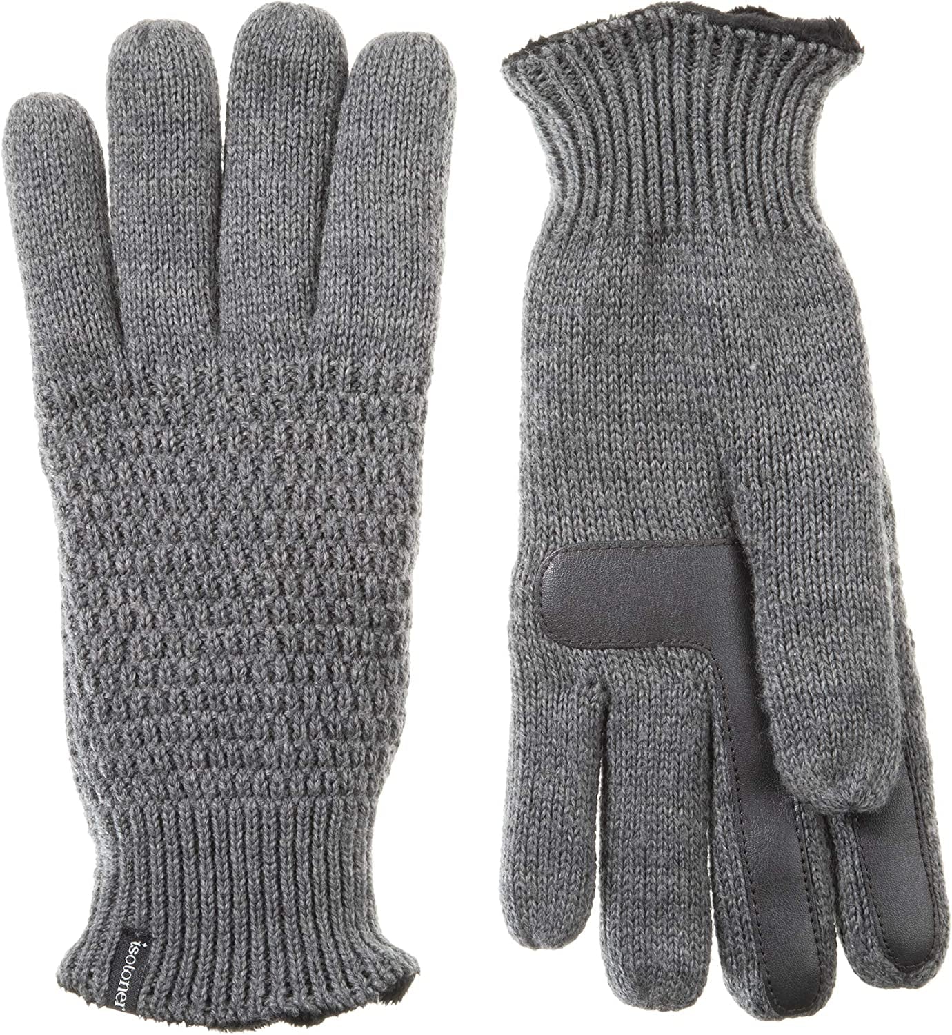 Isotoner Women'S Knit Touchscreen Texting Plush Lined Cold Weather Gloves with Water Repellent Technology , Heather Grey, 1SZ Apparel & Accessories > Clothing Accessories > Gloves & Mittens isotoner