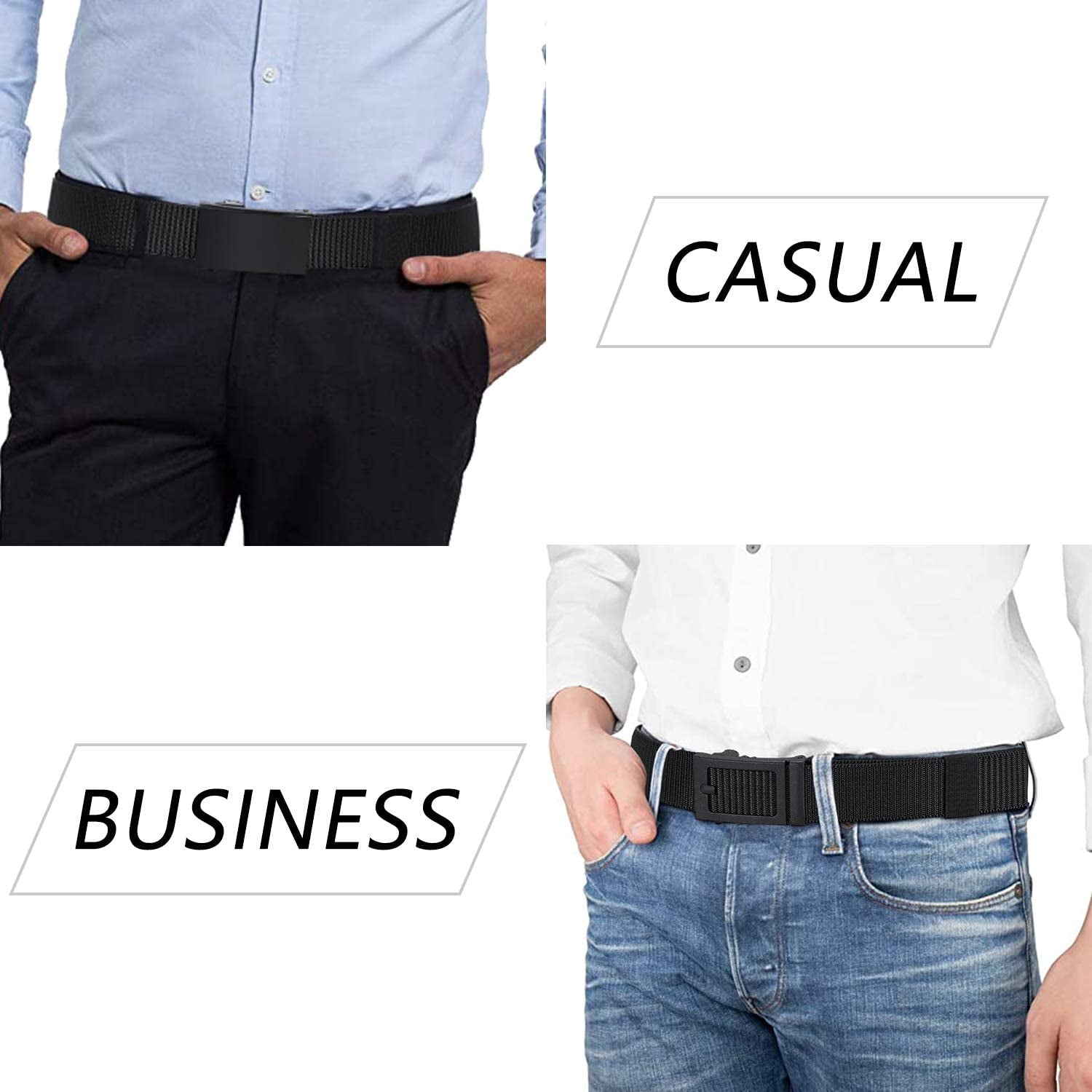 ITIEZY Men'S Nylon Ratchet Belt 2Pack, Adjustable Web Military Tactical Belt with Automatic Slide Buckle, Trim to Fit Apparel & Accessories > Clothing Accessories > Belts ITIEZY