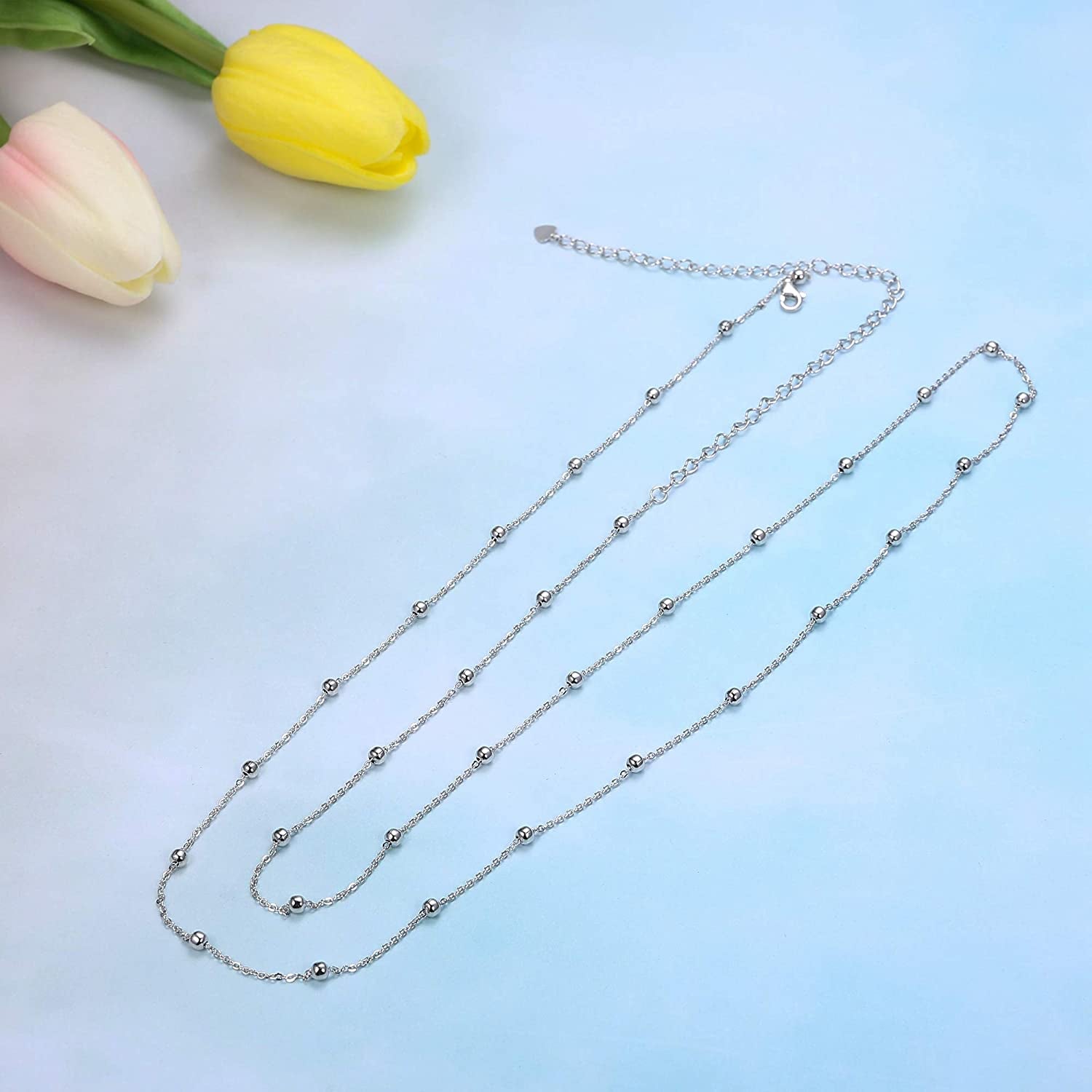 Sllaiss 925 Sterling Silver Beach Body Waist Chain Minimalist Beach Body Belt Chain Beaded Belly Chain for Women Body Jewelry Apparel & Accessories > Jewelry > Body Jewelry Sllaiss