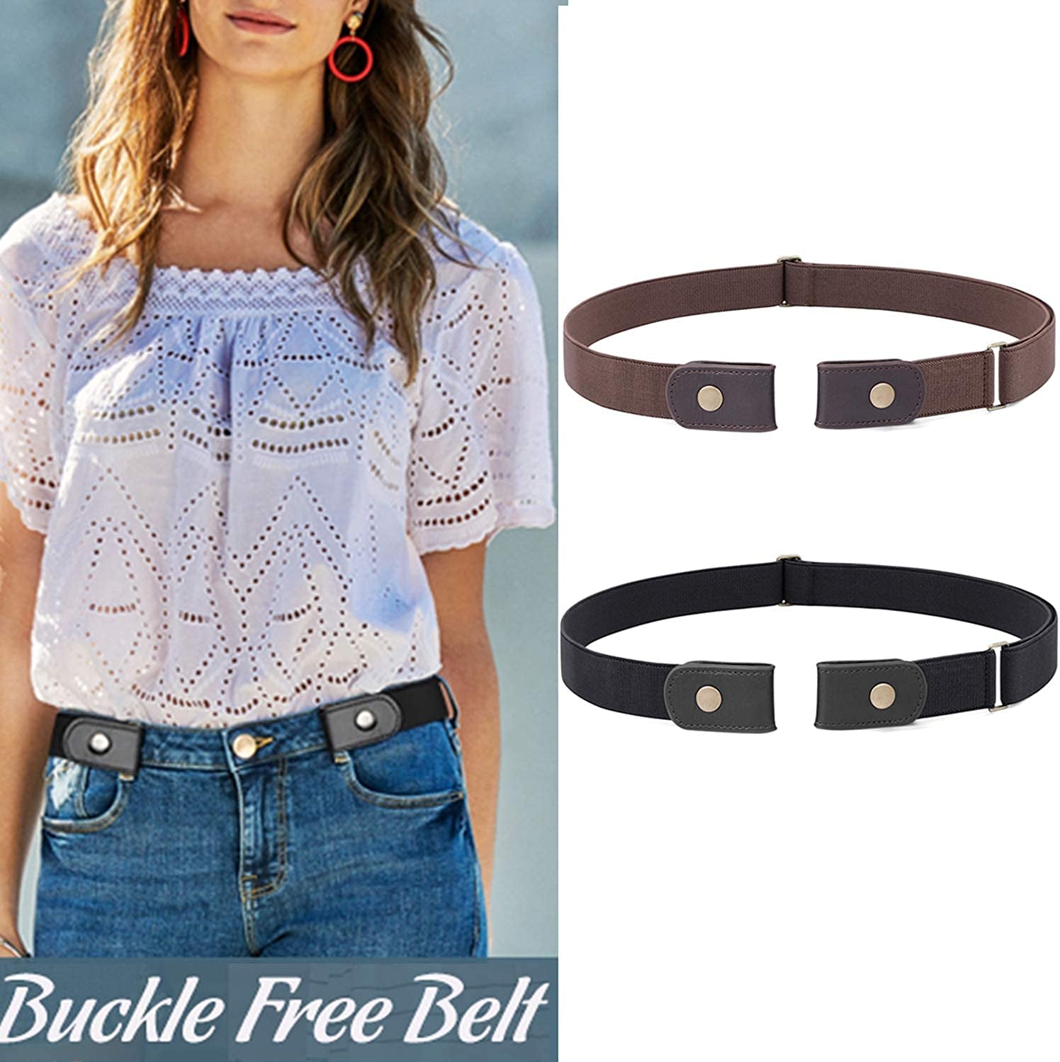 No Buckle Stretch Belt for Women Men Buckle-Free Adjustable Belt for Jeans Apparel & Accessories > Clothing Accessories > Belts LEACOOLKEY