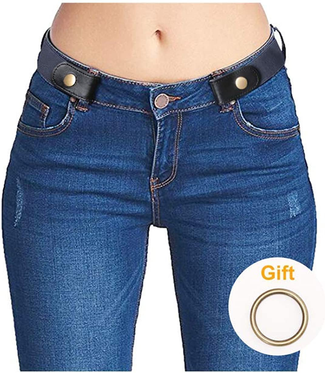 No Buckle Elastic Stretch Belts for Men and Women, Comfortable Invisible Belts for Jeans Pants Apparel & Accessories > Clothing Accessories > Belts SUOSDEY D-blue L--XXL:Waist size 34''-48''