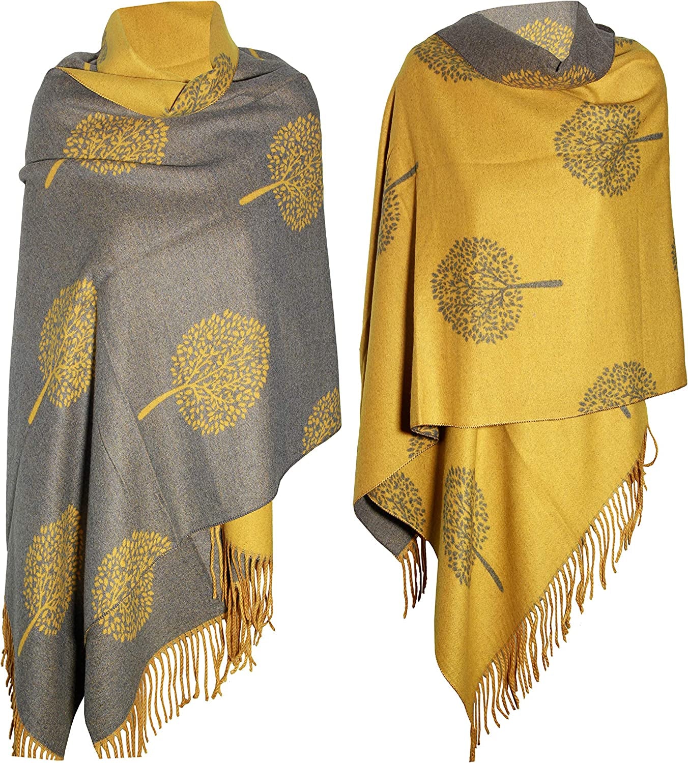 Tibet MUERD GREY LUXURY Cashmere Scarf Mulberry Tree Print Reversible Super Soft Winter Shawl Unisex TRENDY TREE PRINT SCARF Xmas Gift for Him HER Everyone,Green Apparel & Accessories > Clothing Accessories > Scarves & Shawls Tibet