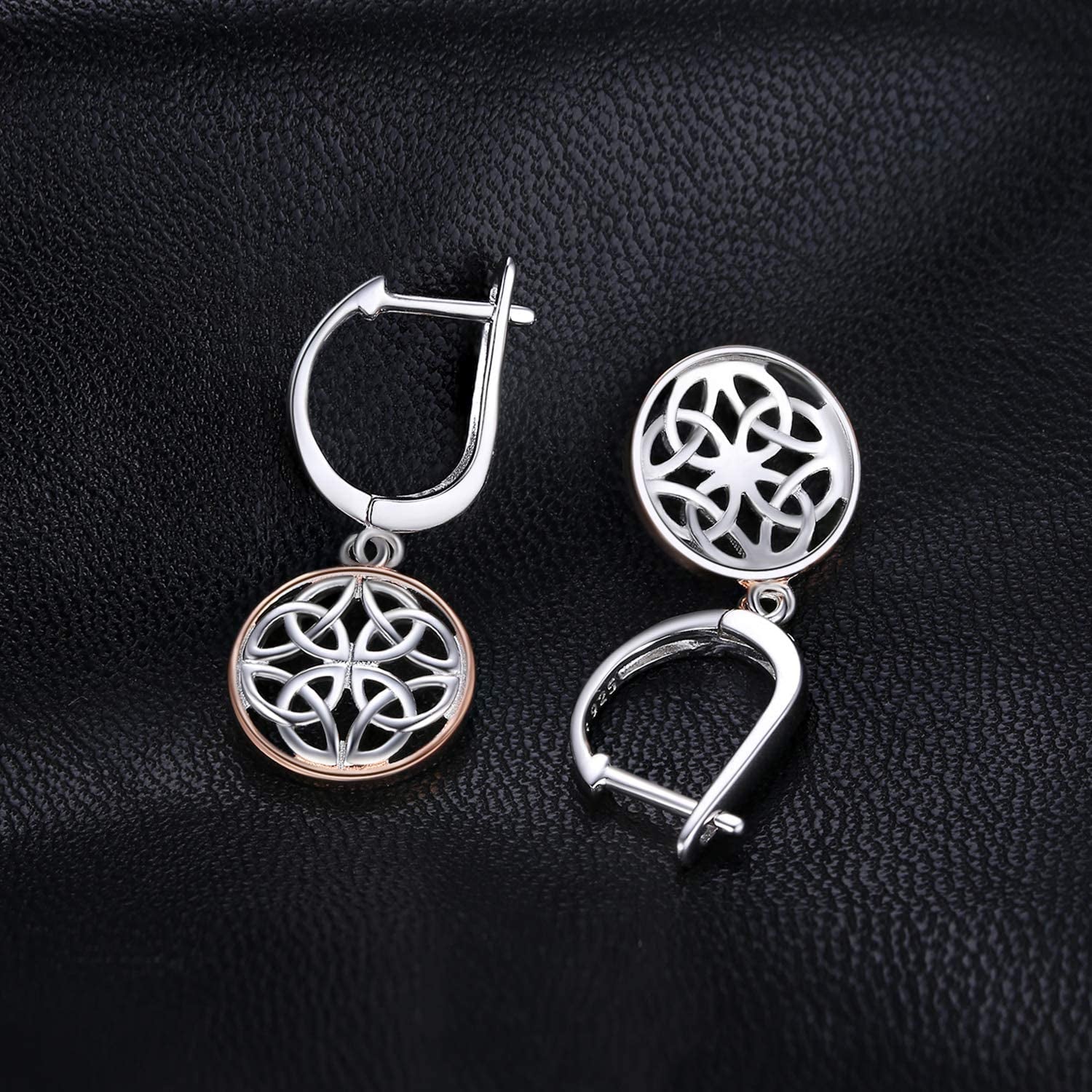 Jewelrypalace Irish Celtic Knot Dangle Earrings, 14K Rose Gold Plated 925 Sterling Silver Hoop Earrings for Women, Love Drop Earrings for Women, Huggie Earrings for Girls, Earring Sets Hoops Jewelry Apparel & Accessories > Jewelry > Earrings JewelryPalace