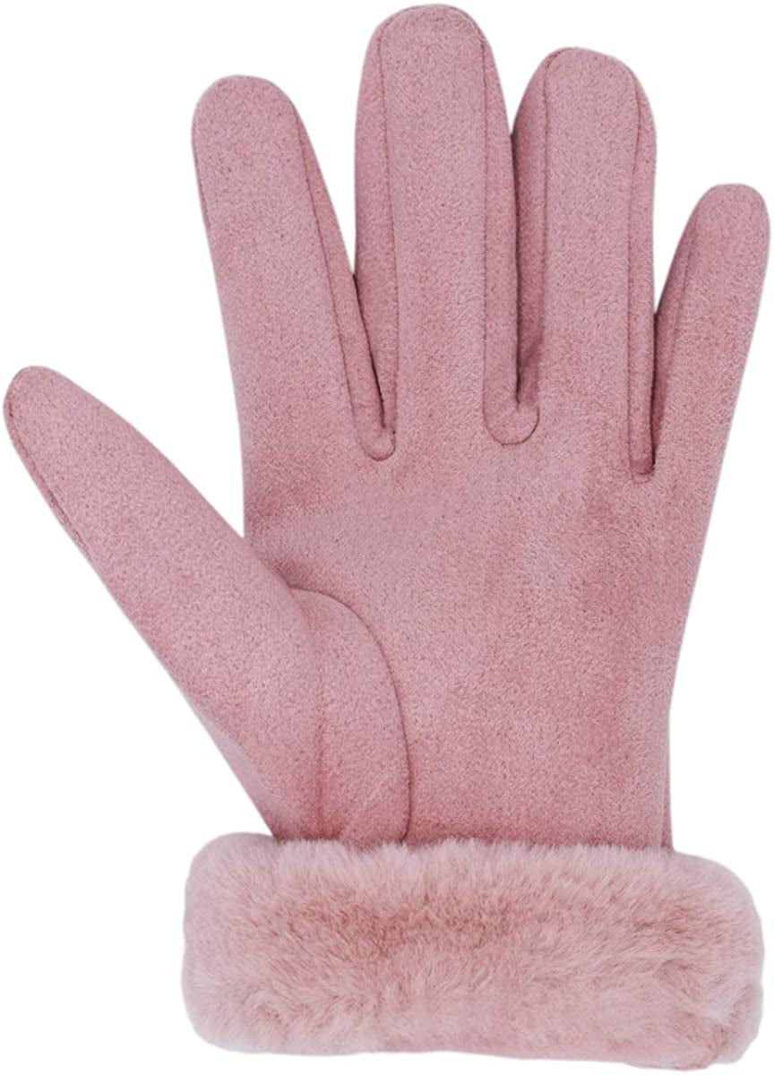 Winter Faux Chamois Suede Gloves for Women Fashion Touch Screen Warm Gloves Womens Chamois Mittens with Flamingo Embroidery Apparel & Accessories > Clothing Accessories > Gloves & Mittens Ahyapiner