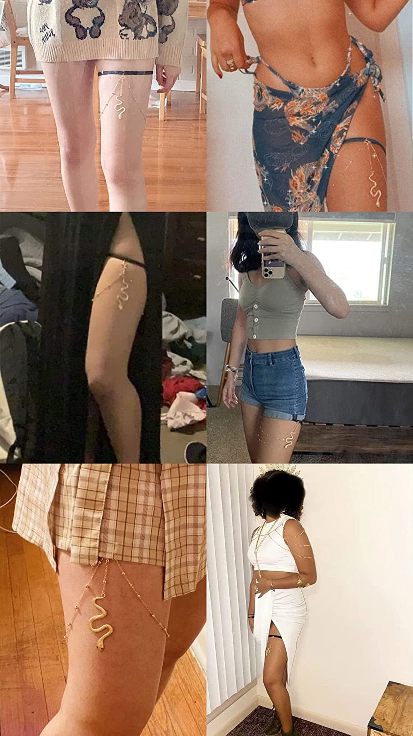 Snake Leg Chain Jewelry for Women Thigh Chain Boho Body Chain Snake Pendant Body Jewelry for Girls Apparel & Accessories > Jewelry > Body Jewelry choice of all