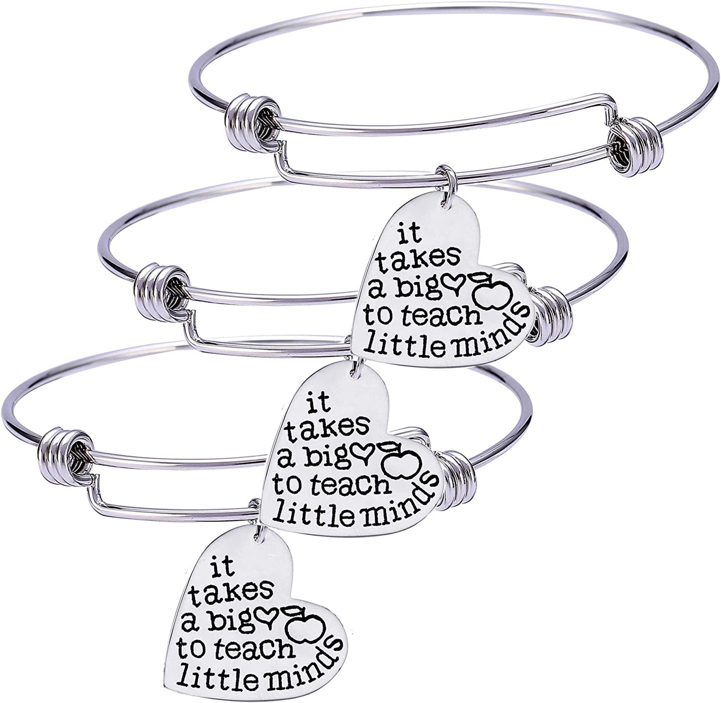 Pack of 3 Teacher Bangles Gifts for Teacher Open School Gifts for Teachers Thank You Bangle Bracelets Apparel & Accessories > Jewelry > Bracelets Nzztont Style 08
