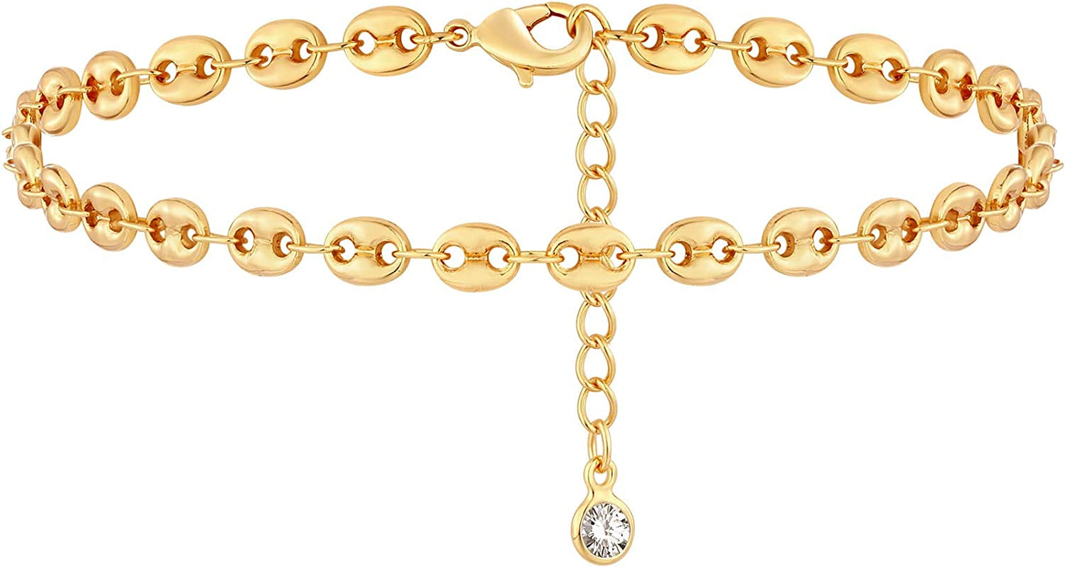 Dremmy Studios Simple Gold Chain Anklet,14K Gold/Silver Plated Dainty Summer Beach Anklets for Women Apparel & Accessories > Jewelry > Anklets DREMMY STUDIOS Pig Nose