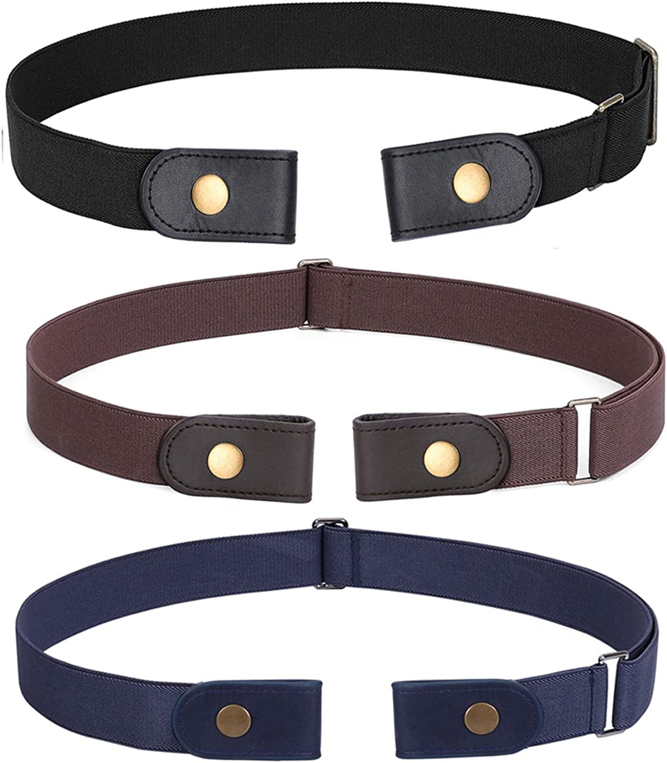 No Buckle Stretch Belt for Women Men Elastic Waist Belt up to 72 Inch for Jeans Pants Apparel & Accessories > Clothing Accessories > Belts WERFORU Z-black+coffee+blue- Pants Size 52"-72"