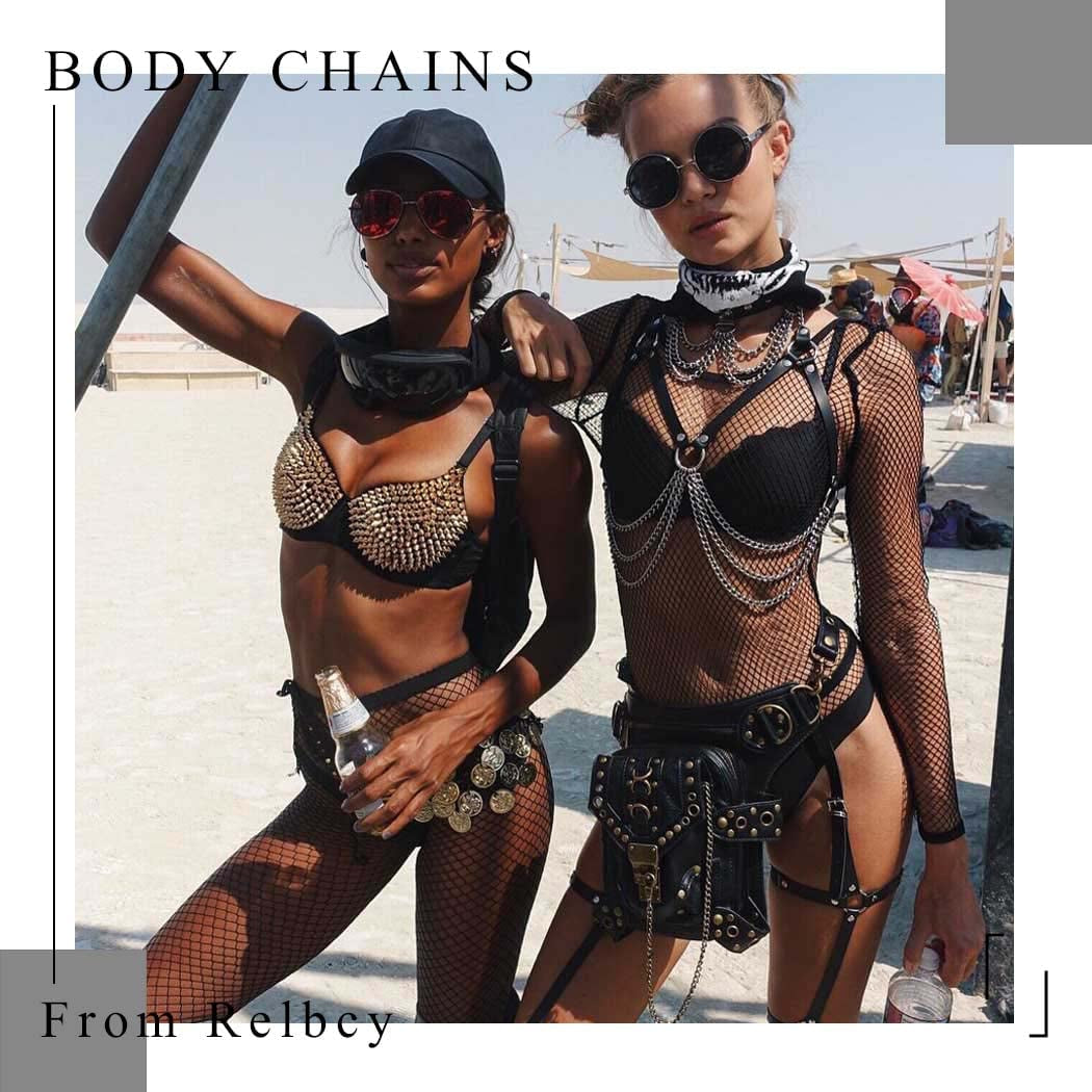 Relbcy Punk Layered Belly Waist Chain Harness Black Leather Body Chains Rave Body Jewelry Nightclub Accessories for Women and Girls Apparel & Accessories > Jewelry > Body Jewelry RELBCY