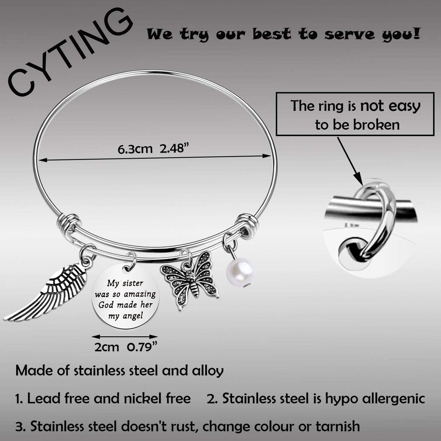 CYTING Sister Memorial Bracelet My Sister Was so Amazing God Made Her My Angel in Memory of Sister Remembrance Jewelry Loss of Sister Sympathy Gift Apparel & Accessories > Jewelry > Bracelets CYTING