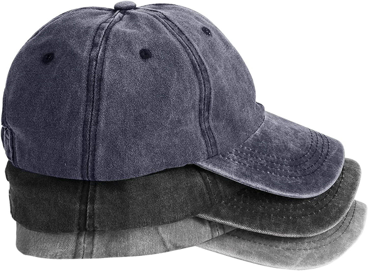 MEINICY 3 Pack Washed Plain Baseball Cap, Retro Adjustable Dad Hats Gift for Men/Women,Unstructured/Cotton Apparel & Accessories > Clothing Accessories > Hats MEINICY Black+gray+navy