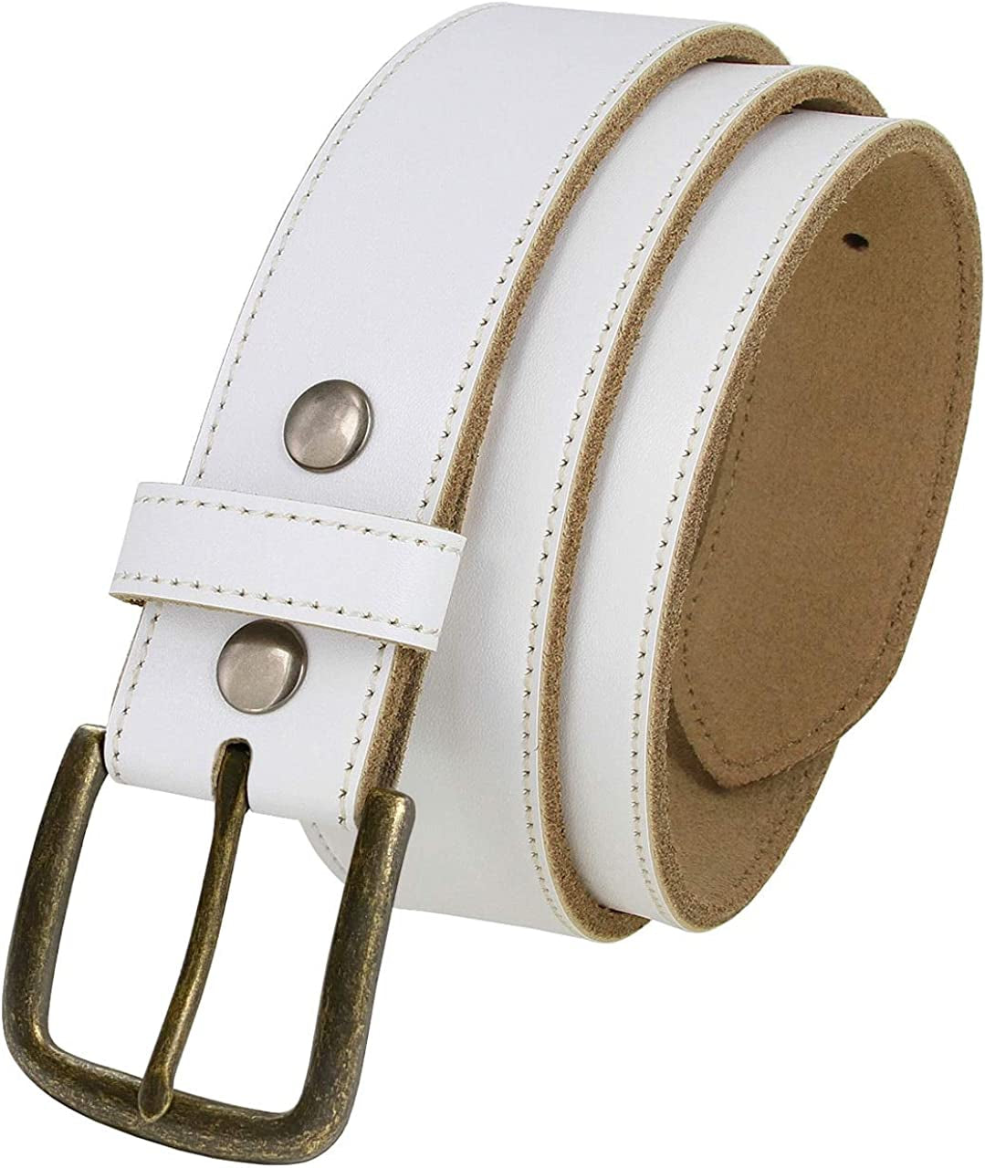 White Belt Cowhide Leather Replacement Casual Belt Strap 1-1/2"(38Mm) Wide, Multi-Style Options Apparel & Accessories > Clothing Accessories > Belts Belts.com 02 Gold 32