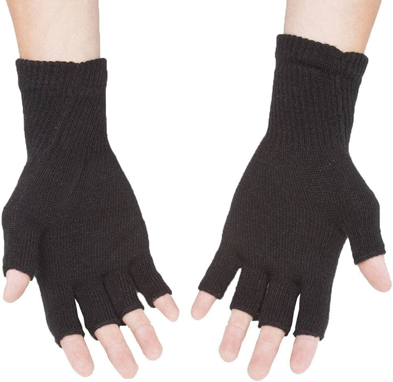 Gravity Threads Unisex Men Women Half Finger Stretchy Knit Fingerless Winter Gloves Apparel & Accessories > Clothing Accessories > Gloves & Mittens Gravity Trading