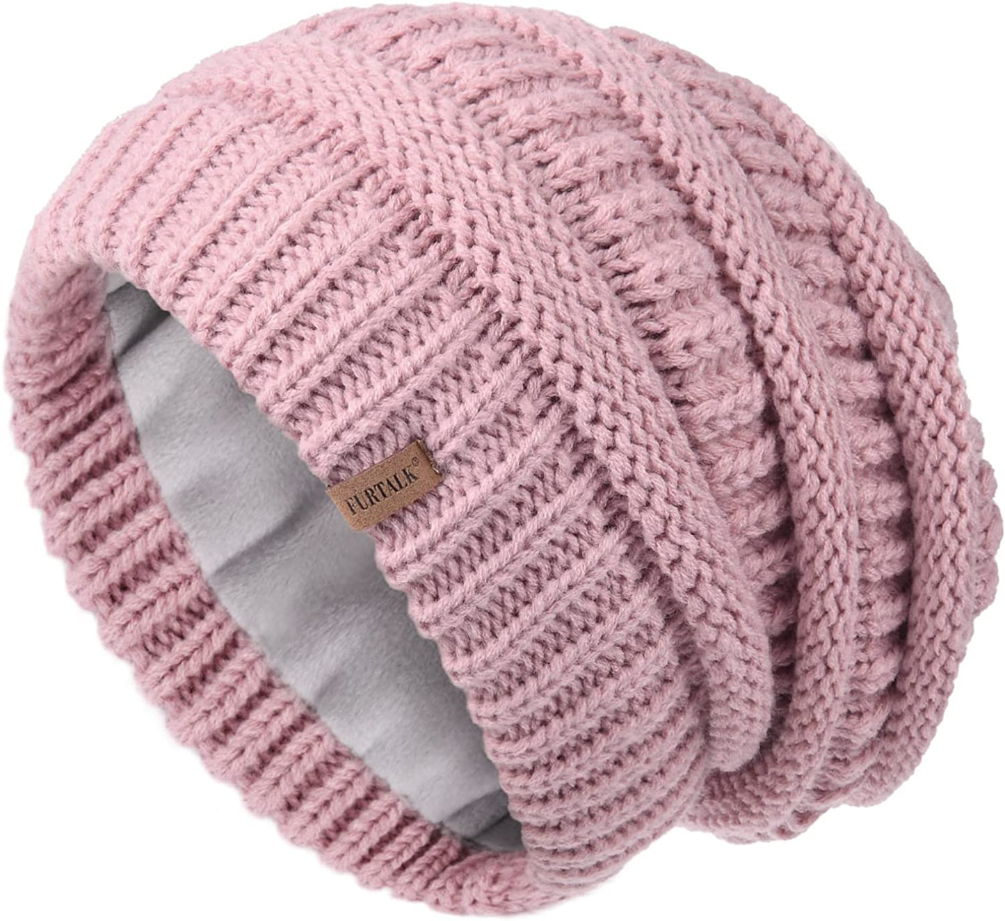 FURTALK Knit Beanie Hats for Women Men Fleece Lined Ski Skull Cap Slouchy Winter Hat Apparel & Accessories > Clothing Accessories > Hats KYLIE MAX Lotus Pink