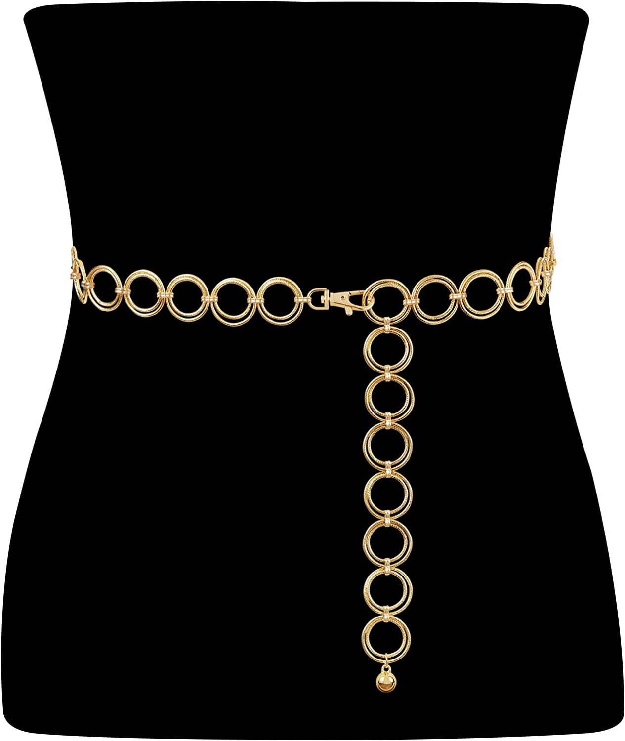 Metal Waist Chain Women Girls Adjustable Body Link Belts Fashion Belly Jewelry for Jeans Dresses Gold Apparel & Accessories > Jewelry > Body Jewelry WHIPPY 1-gold M: Fit for Waist up to 36 Inches