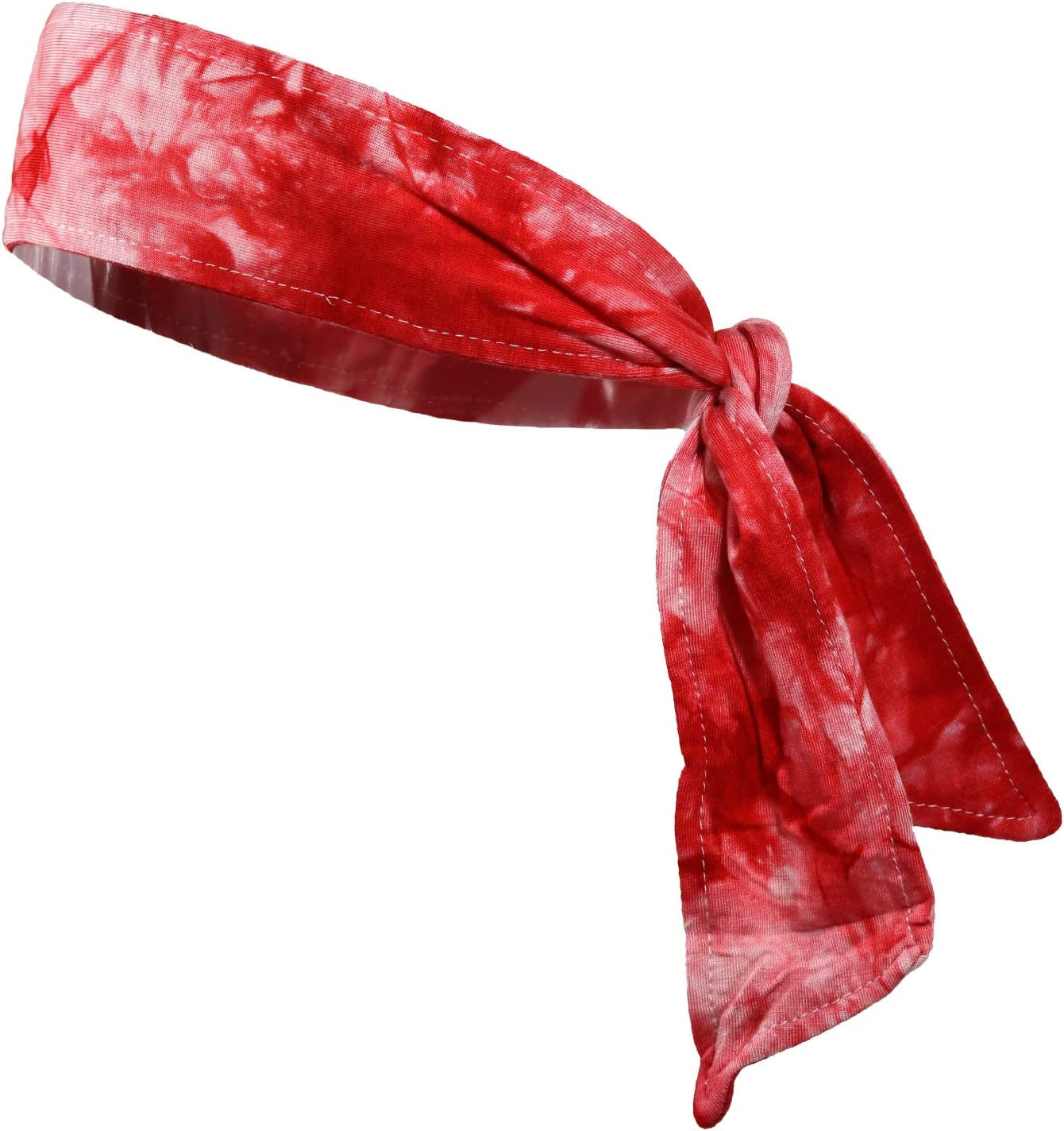 Kenz Laurenz Headbands Tie on Headband for Women Men Running Athletic Hair Head Band Elastic Sports Sweat Basketball Sweatband Stetchy Yoga Workout Sweatbands Adjustable Non-Slip Moisture Wicking Apparel & Accessories > Clothing Accessories > Bandanas & Headties Kenz Laurenz Red Tie Dye