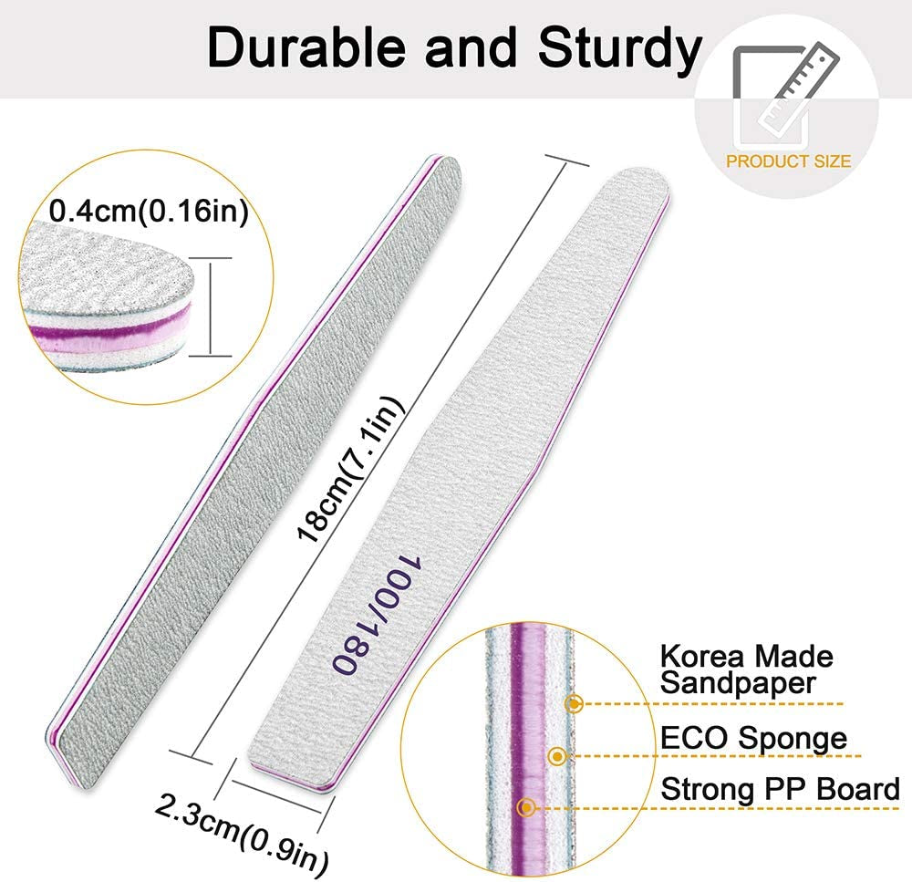 Professional Nail Files, Emery Board Nail File for Natural Nails 100/180/240 Grit Nail Files for Acrylic Nails 12Pcs Fine Grit Nail File Manicure Tools Coarse Fingernail Files (100/180 Grit) Health & Beauty > Personal Care > Cosmetics > Cosmetic Tools > Nail Tools BLESWIN