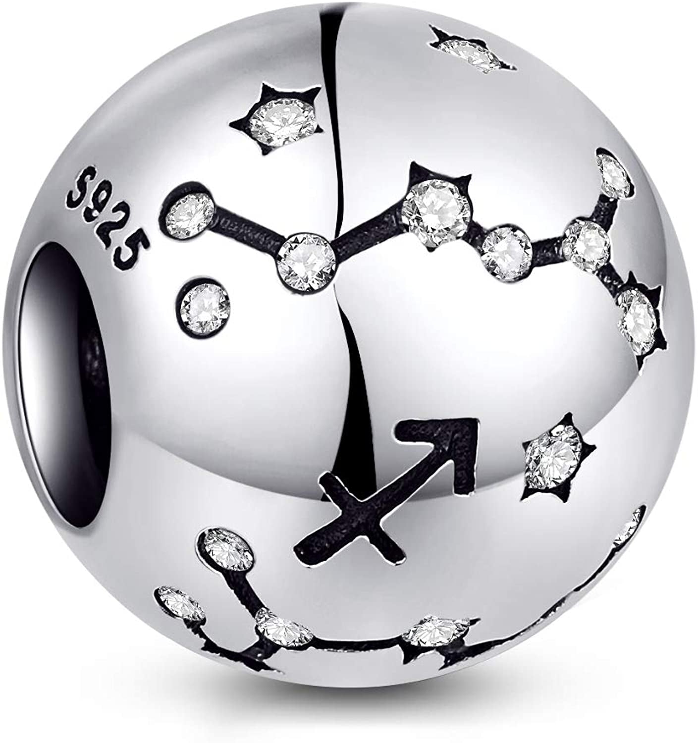 NINGAN 12 Zodiac Sign Birthday Charms - 925 Sterling Silver Charms Fits Women'S Charm Bracelet & Necklace - Birthday Gifts for Girls & Friends Apparel & Accessories > Jewelry > Bracelets NINGAN Sagittarius (11/22 - 12/21)