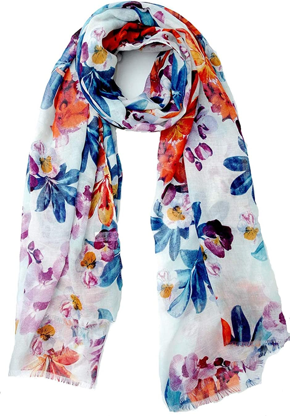 Scarfs for Women Lightweight Floral Flower Winter Scarf Large Fashion Wrap Shawls Oversized Cape Tassel Fall Scarves Apparel & Accessories > Clothing Accessories > Scarves & Shawls STONE Print3