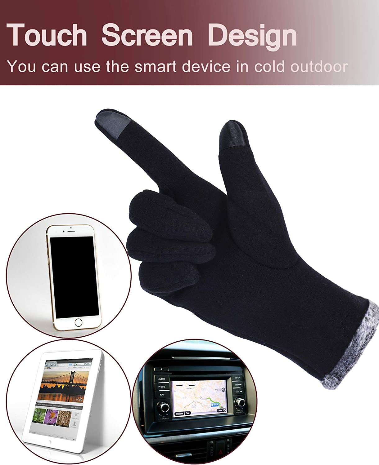 Women Winter Gloves Lined Warm Gloves Touchscreen Mittens for Cold Weather (3, Color 2) Apparel & Accessories > Clothing Accessories > Gloves & Mittens SATINIOR