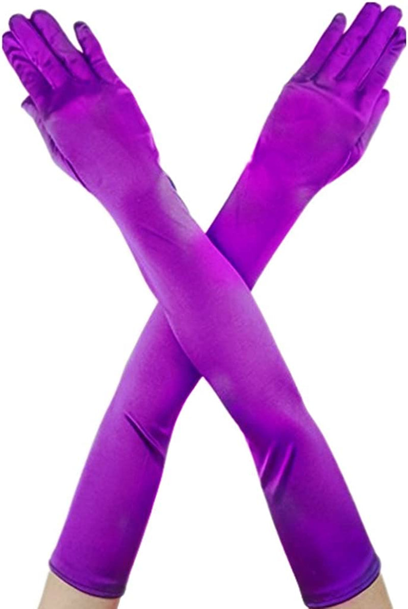 Dreamhigh Womens 22 " Finger Mittens over Elbow Long Black /White Evening Gloves Apparel & Accessories > Clothing Accessories > Gloves & Mittens DreamHigh Violet