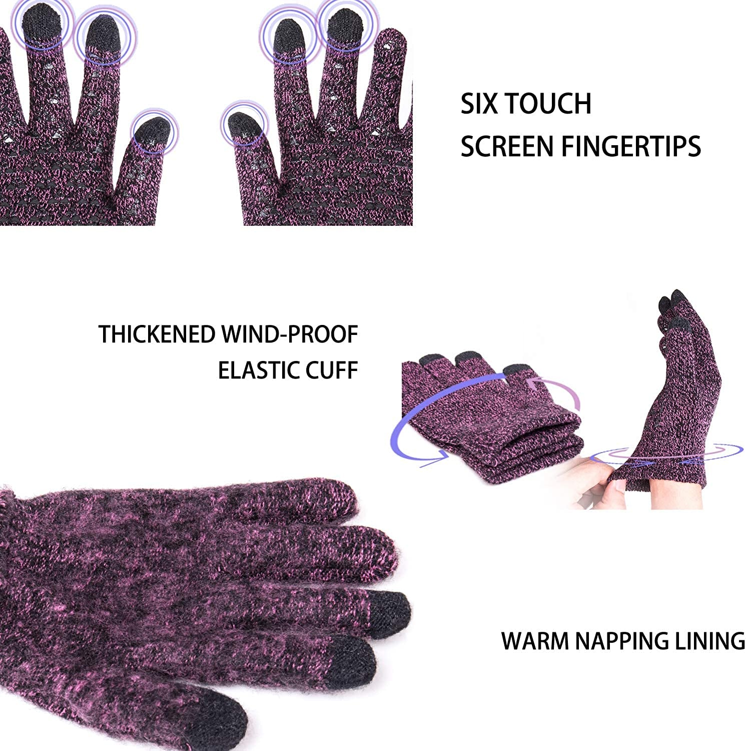 TRENDOUX Winter Gloves for Men Women - Upgraded Touch Screen Anti-Slip Silicone Gel - Elastic Cuff - Thermal Soft Knit Lining Apparel & Accessories > Clothing Accessories > Gloves & Mittens TRENDOUX