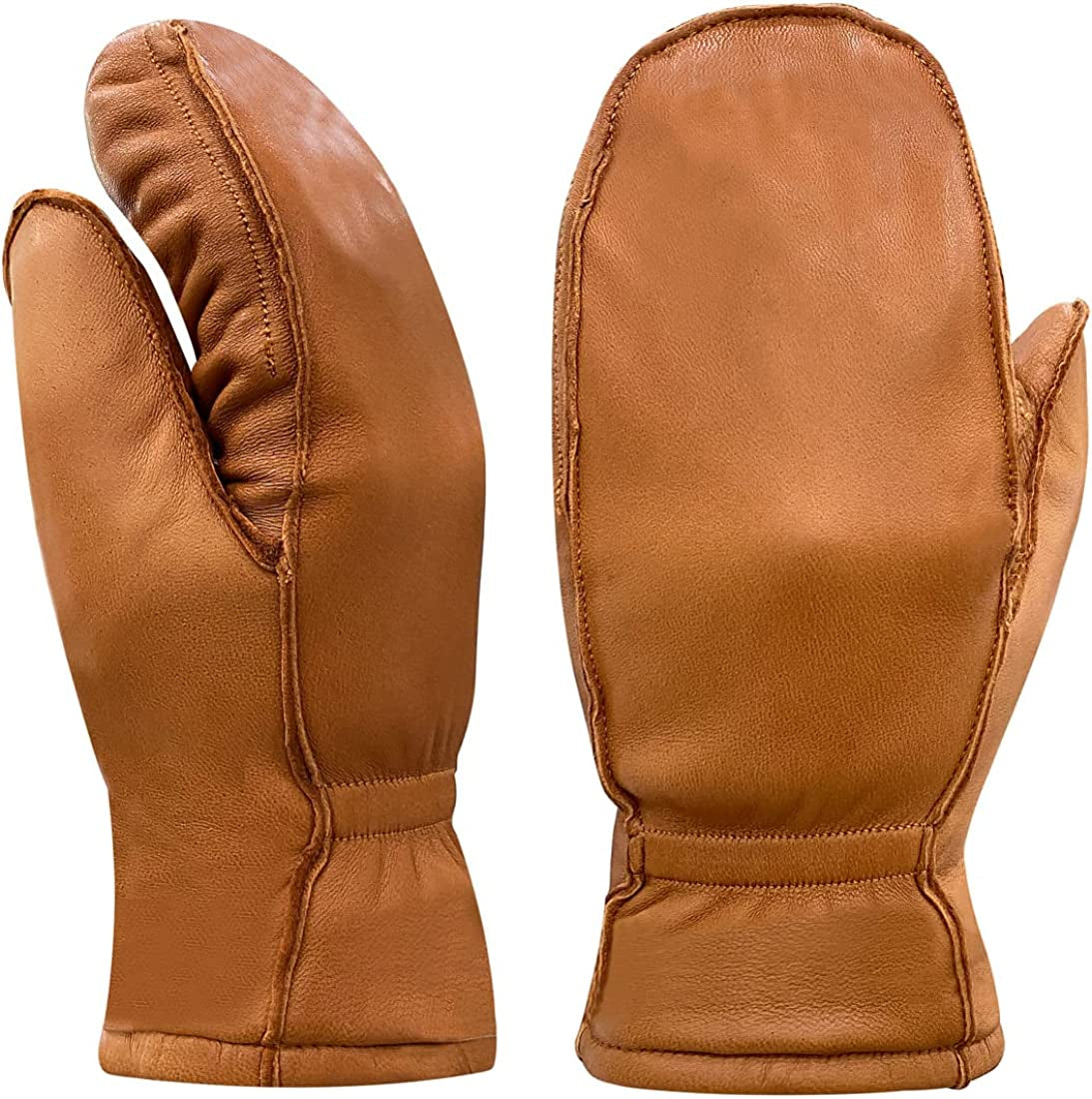 Harssidanzar Womens and Kids Lambskin Leather Winter Mittens Thermolite Lined with Finger Liners Apparel & Accessories > Clothing Accessories > Gloves & Mittens KYLIE MAX Tan Medium