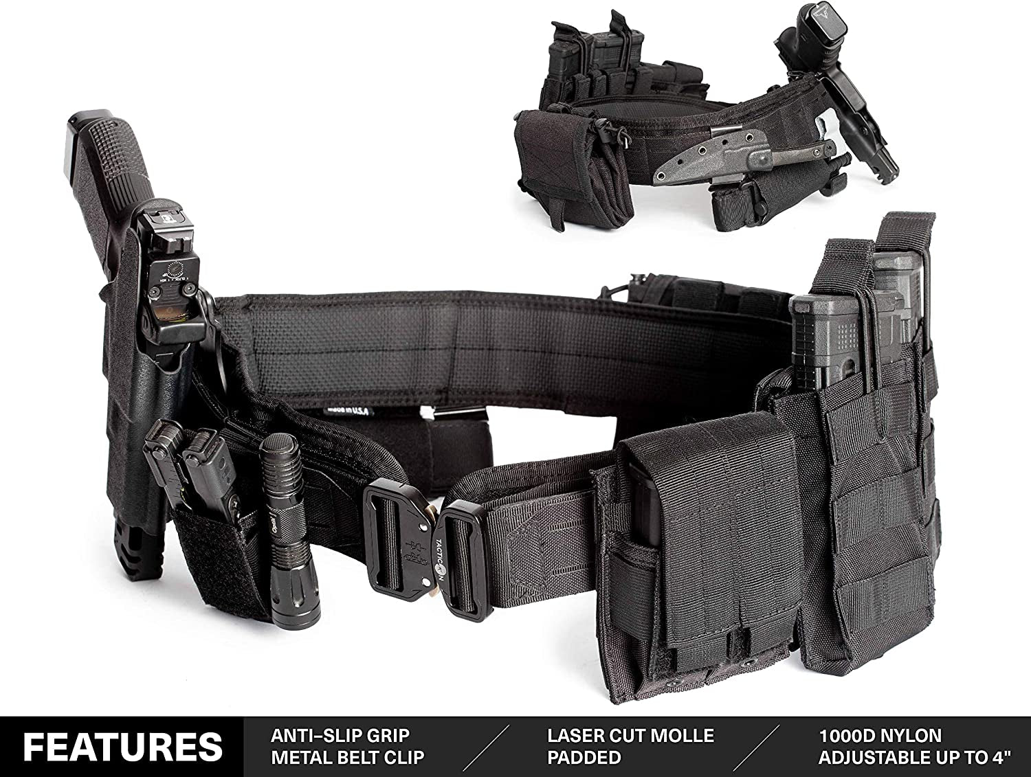 Tacticon Battle Belt | Combat Veteran Owned Company | Padded Tactical Belt | Duty Belt with Metal Quick Release Buckle Apparel & Accessories > Clothing Accessories > Belts Tacticon