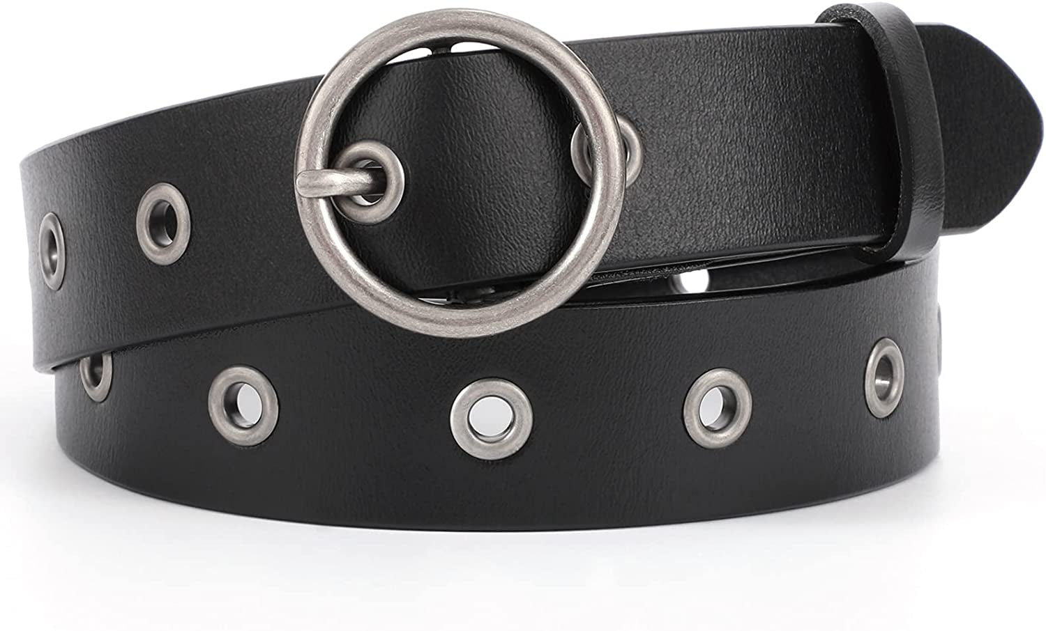 WERFORU Women Casual Dress Belt Fashion Leather Belt with O Ring Buckle for Jeans Pants Apparel & Accessories > Clothing Accessories > Belts WERFORU E-black Suit Pant Size 29"-34"