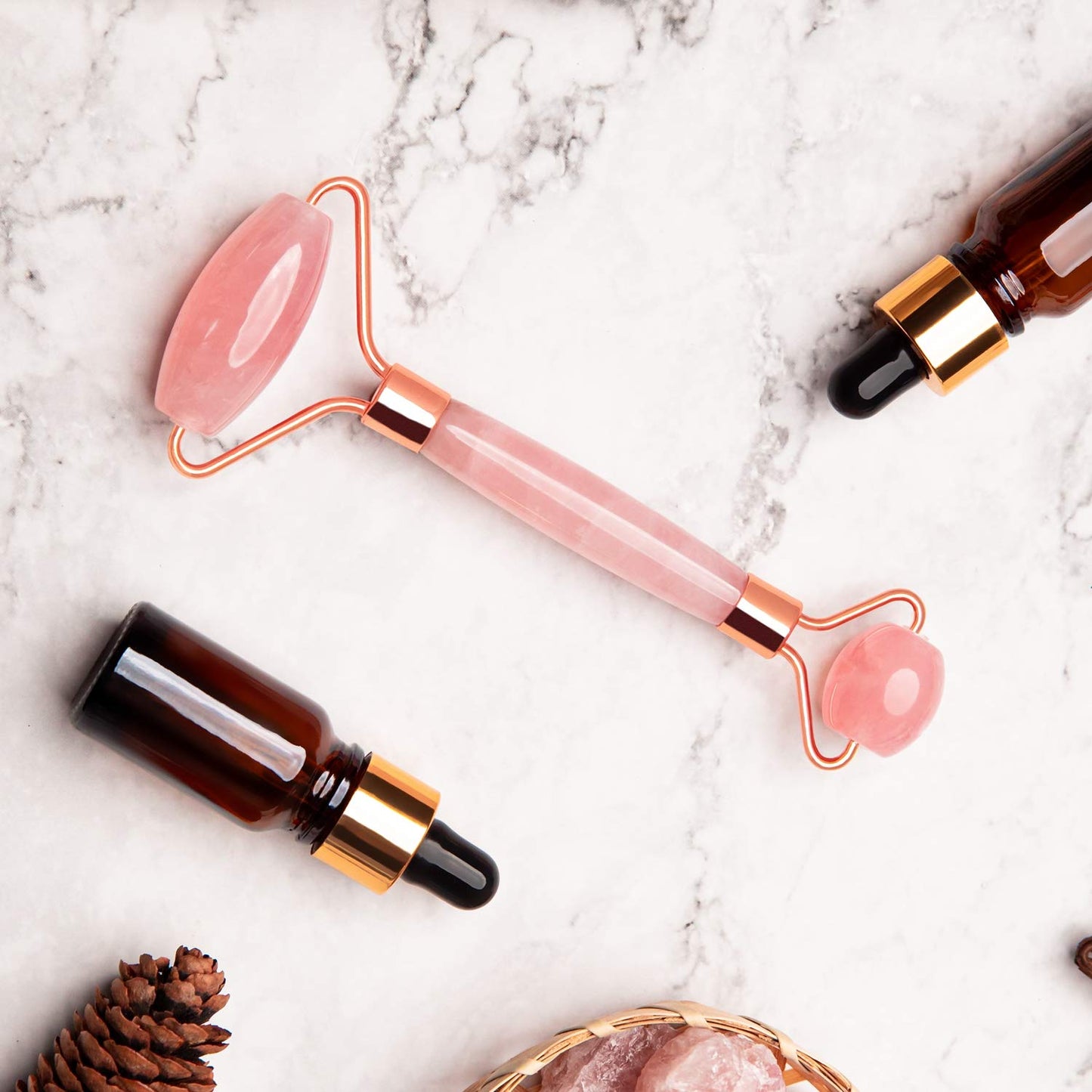 Suibobo Skincare Beauty Pink Rose Quartz Real Crystal Gem Stone Marble Cuarzo Ice Cold Jade Facial Face Roller Massager Tool for Face and Eye Puffiness Wrinkle Health & Beauty > Personal Care > Cosmetics > Cosmetic Tools > Skin Care Tools SUIBOBO
