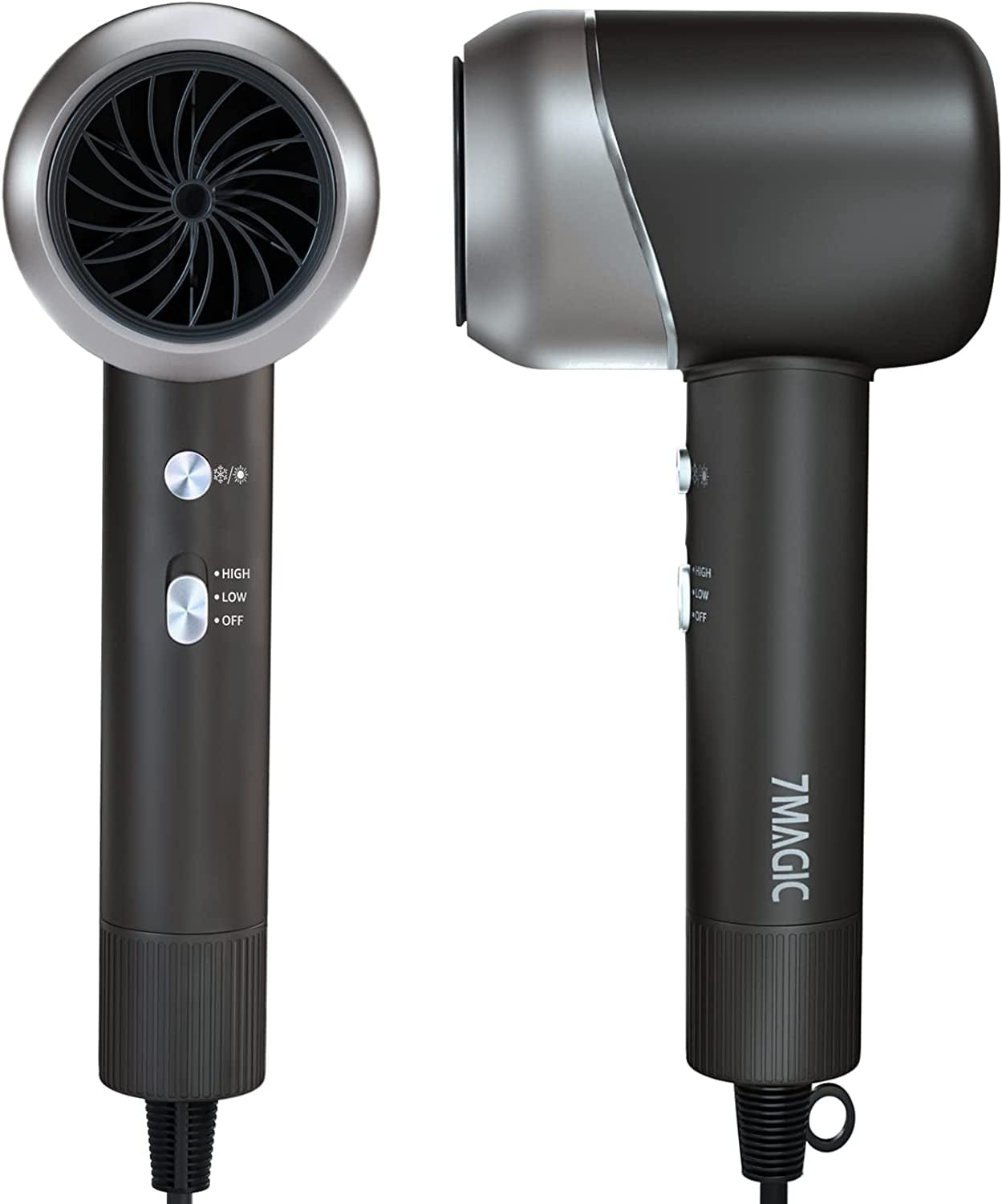 7MAGIC Hair Dryer, Ionic Blow Dryer, 1875 Watt Powerful Fast Drying Hairdryer with Negative Ion Technology for Hair Care, Professional Hair Blow Dryer with Concentrator Nozzle for Women Salon Home Health & Beauty > Personal Care > Hair Care 7MAGIC Black