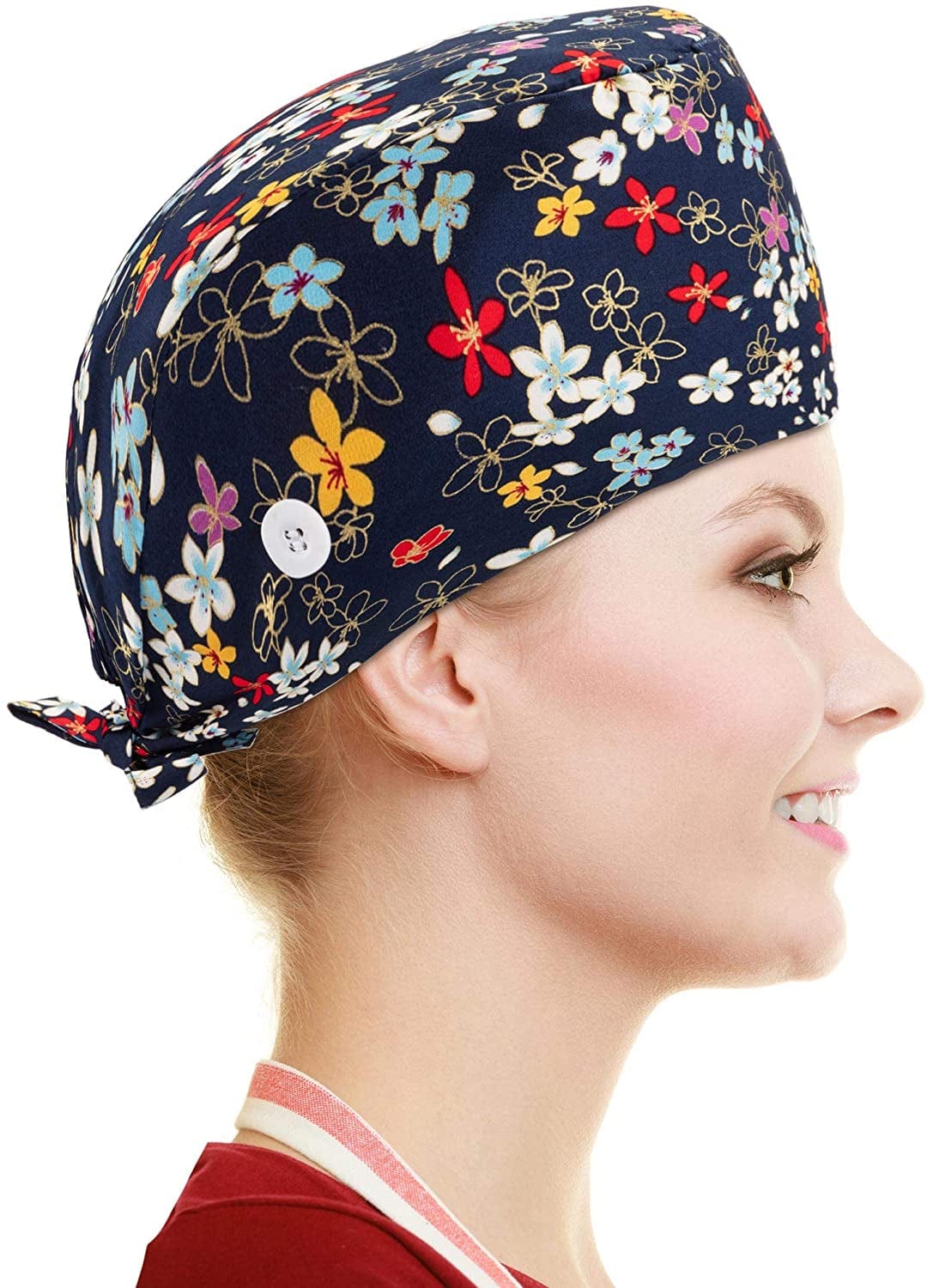 8 Packs Gourd-Shaped Working Cap with Buttons Sweatband Adjustable Hats Tie Back Hats Headwear Printed for Women Men, Multicoloured, Medium Apparel & Accessories > Clothing Accessories > Headwear SATINIOR