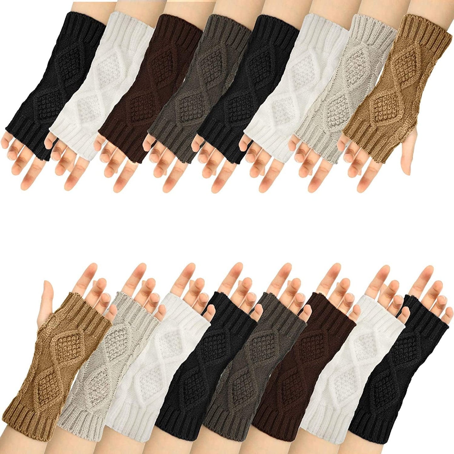 8 Pairs Women Winter Knit Fingerless Gloves Crochet Thumbhole Arm Warmer Mittens Apparel & Accessories > Clothing Accessories > Gloves & Mittens SATINIOR