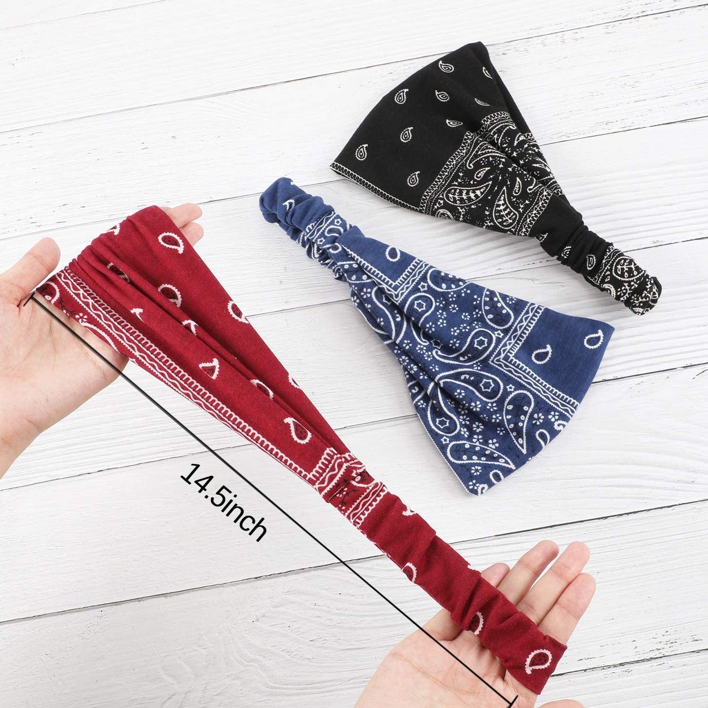 8 Pieces Boho Bandana Headbands Elastic Paisley Headbands Stretchy Yoga Headwraps Vintage Wide Hairbands Cute Hair Accessories for Women Girls Favors Apparel & Accessories > Clothing Accessories > Bandanas & Headties WILLBOND