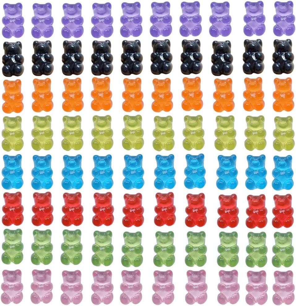 80 Pcs Candy Gummy Bear Charms Resin Bear Pendants for DIY Crafting Slime Dollhouse Decoration 160
