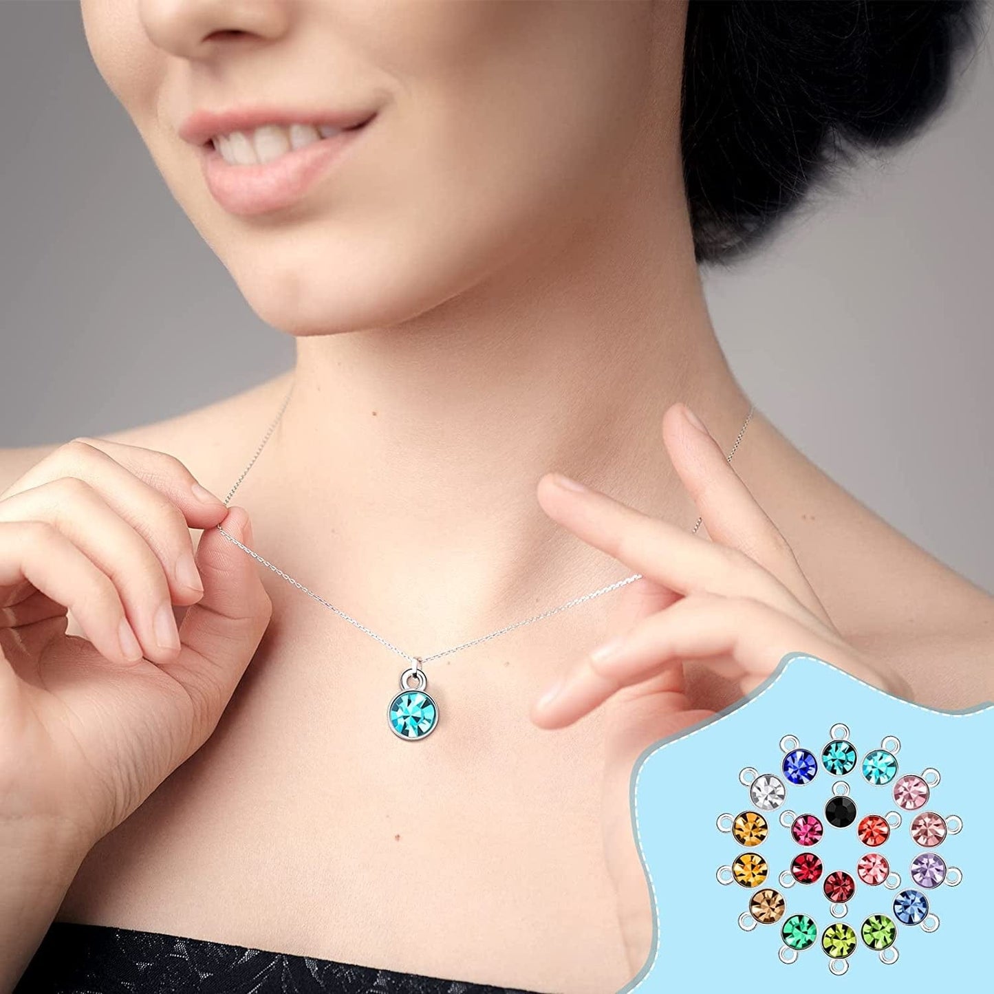 80 Pieces Crystal Birthstone Charms with 200 Jump Ring Handmade DIY Beads Pendant Mixed Color Birthstones for Jewelry Making round Charms for Bracelets Necklaces Jewelry Findings (Vivid Color)